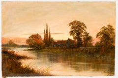 Francis E. Jamieson (1895-1950) - Olio dei primi del Novecento, Cottage sul fiume