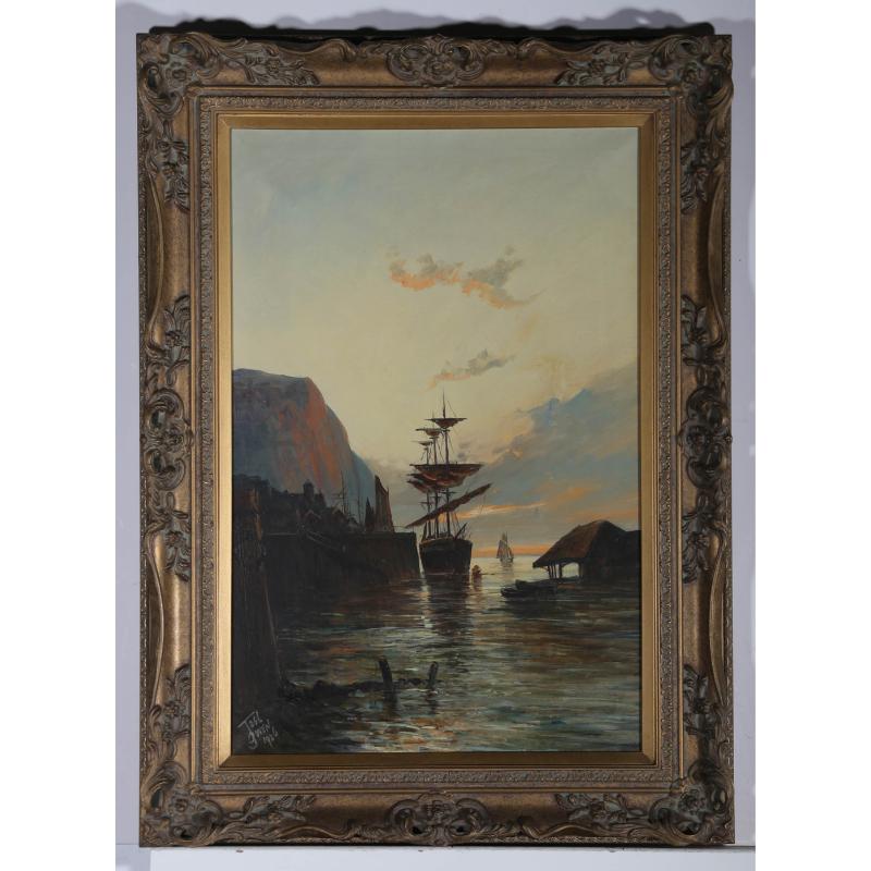 Francis E. Jamieson (1895-1950) - Gerahmtes Öl aus dem Jahr 1926, Granton Harbour, Near Leith im Angebot 2