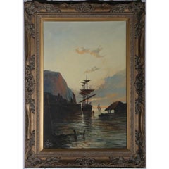 Francis E. Jamieson (1895-1950) - Olio incorniciato del 1926, Porto di Granton, vicino a Leith