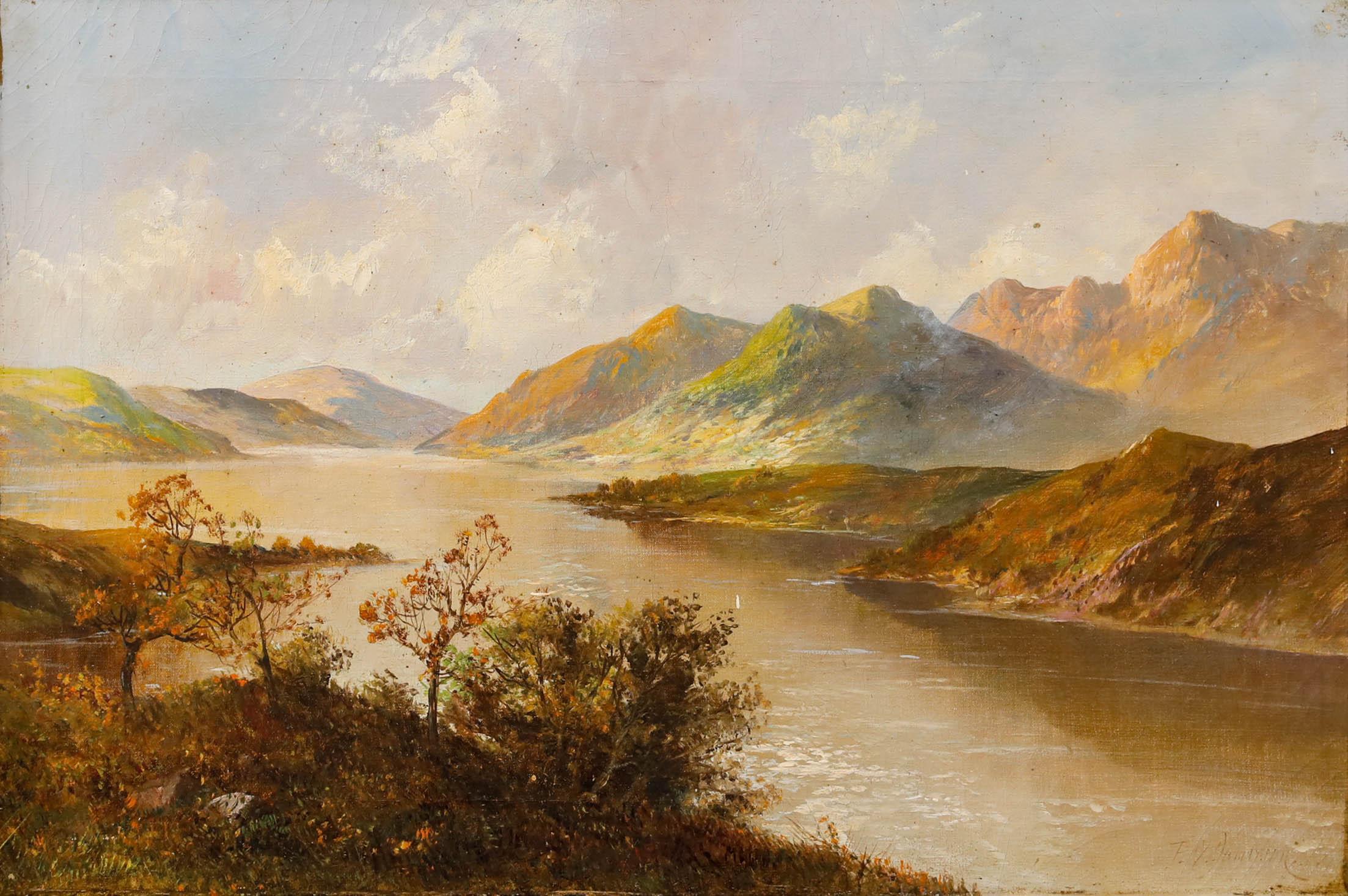 Francis E. Jamieson (1895-1950) - Olio incorniciato, Una giornata di sole in Scozia in vendita 1