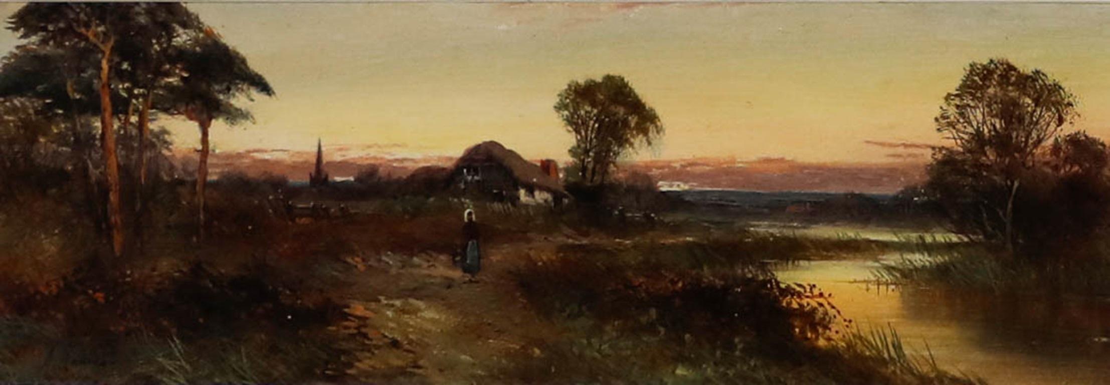 Francis E. Jamieson (1895-1950) - Olio incorniciato, Paesaggio rurale al crepuscolo in vendita 1