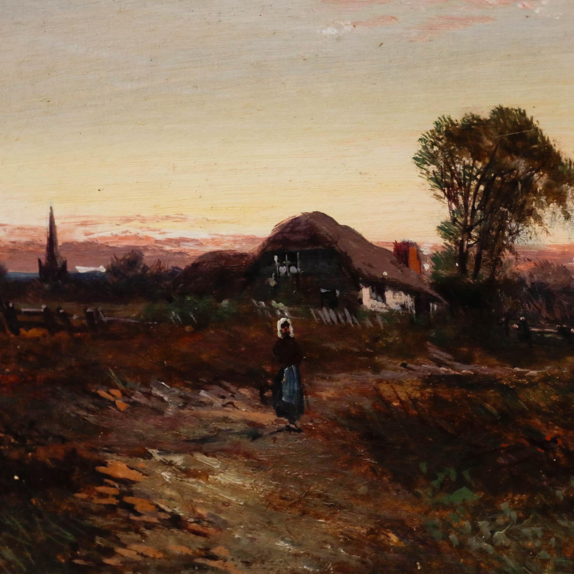 Francis E. Jamieson (1895-1950) - Olio incorniciato, Paesaggio rurale al crepuscolo in vendita 3