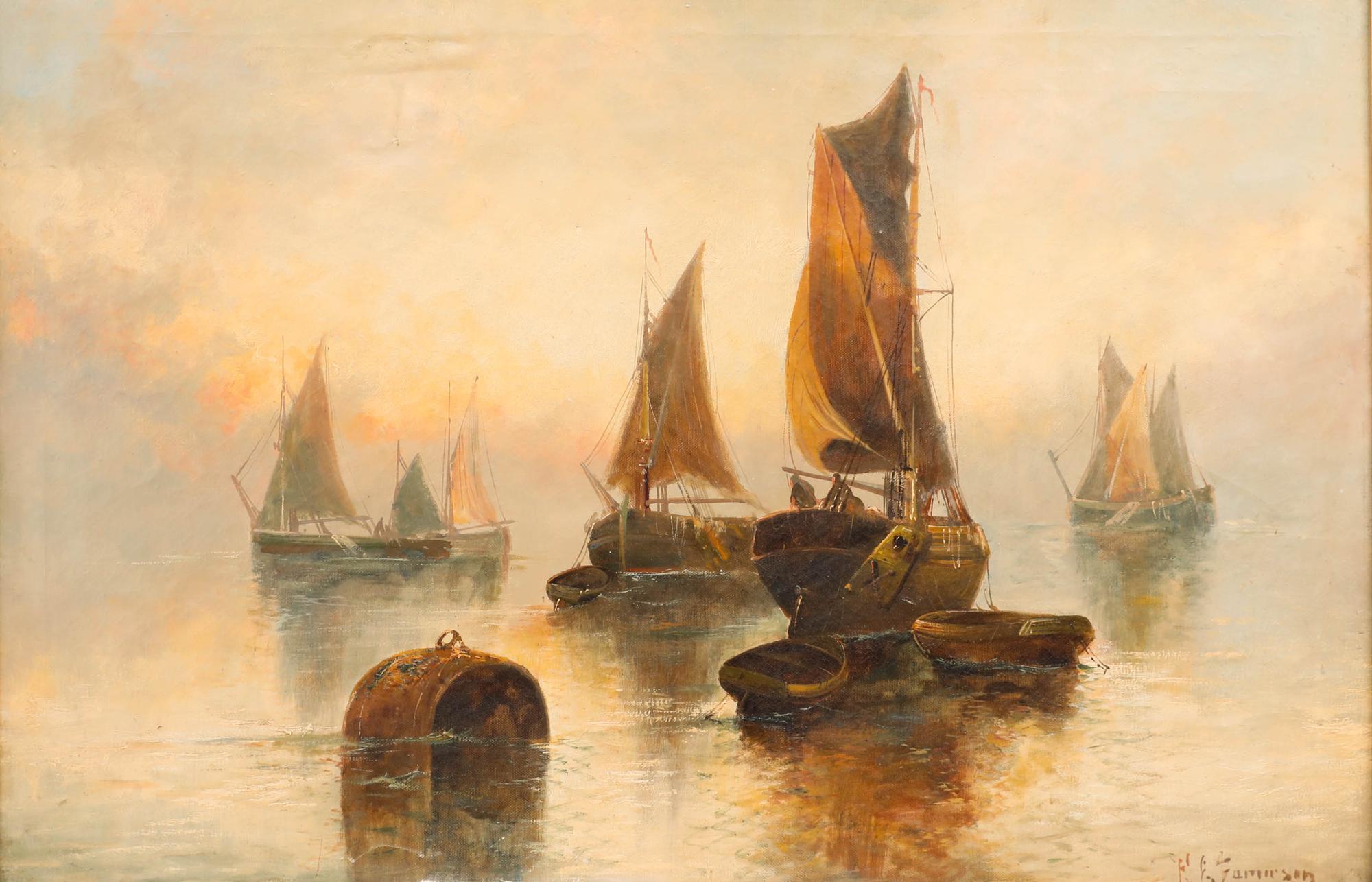 Francis E. Jamieson (1895-1950) - Öl, Fleet of Fishing Boats im Angebot 1