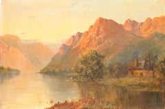 Francis E. Jamieson (1895-1950) - Olio, Cottage di Highland all'alba