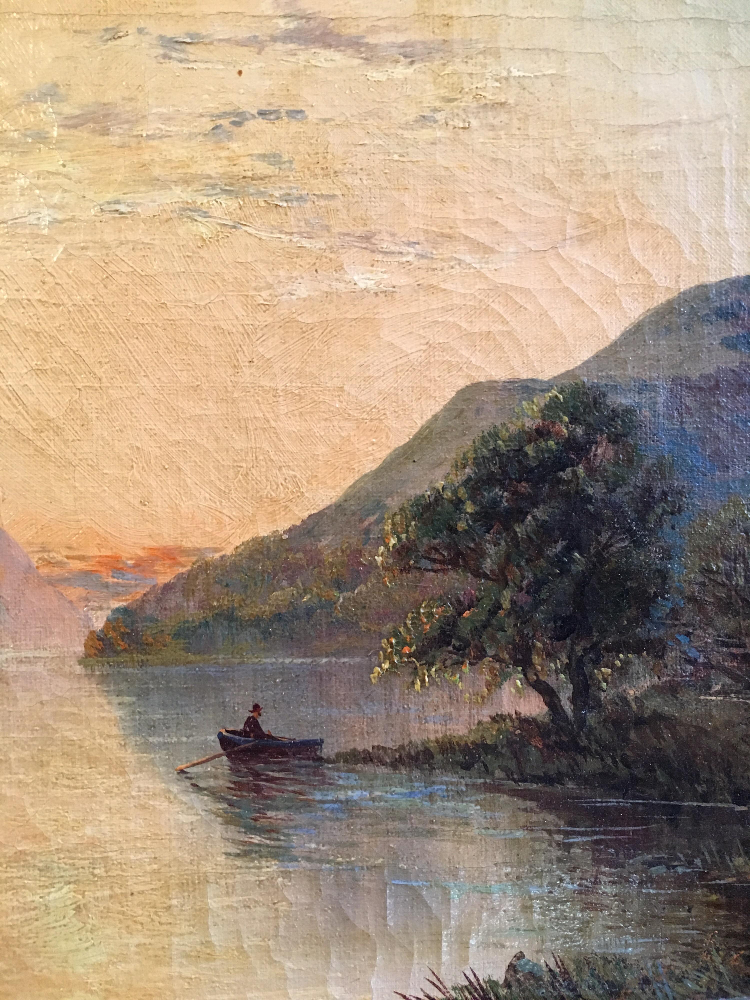Glen Ogle, Lochearnhead, Antique Scottish Oil Painting Sunset, Signed For Sale 1