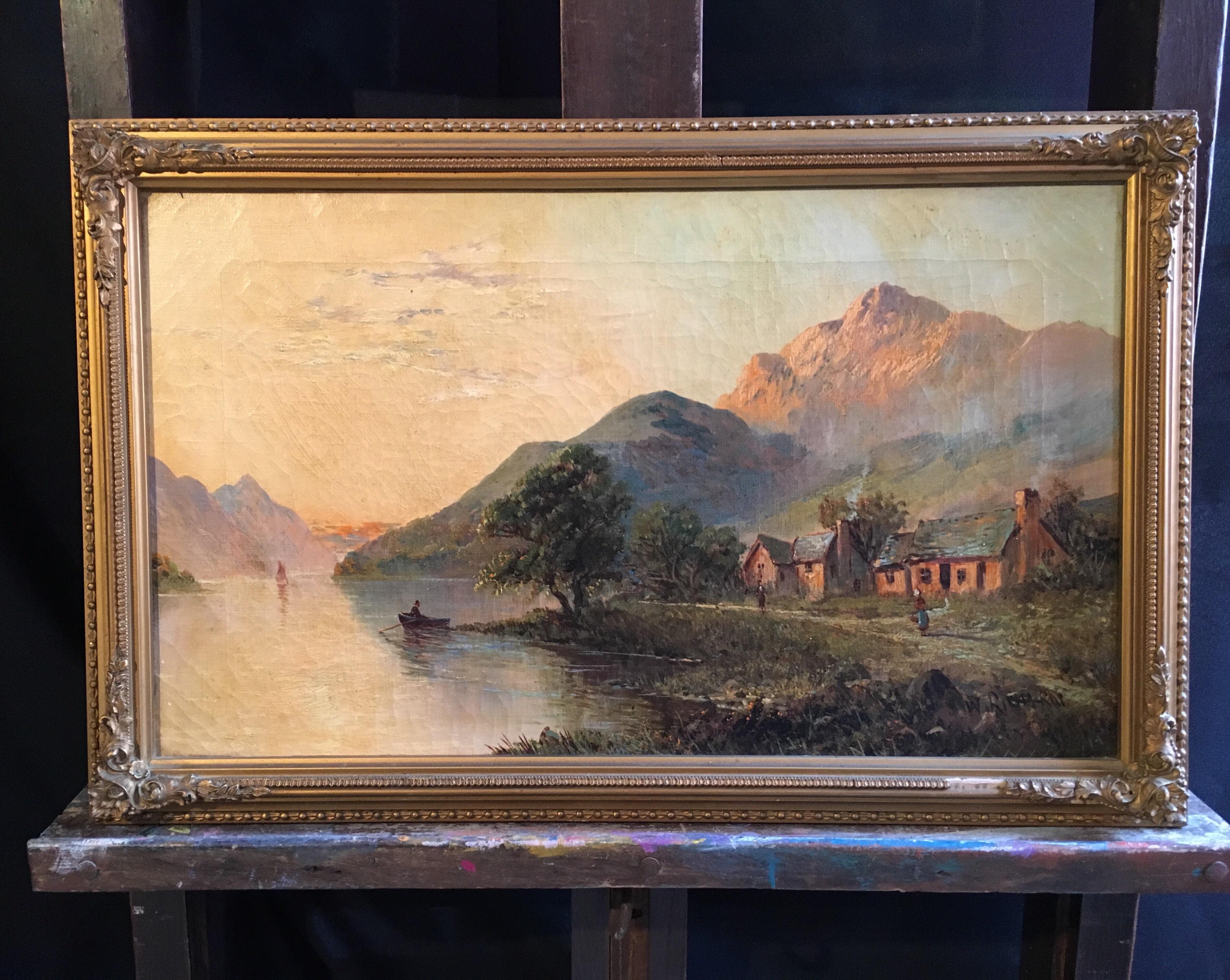 Glen Ogle, Lochearnhead, Antique Scottish Oil Painting Sunset, Signed For Sale 3