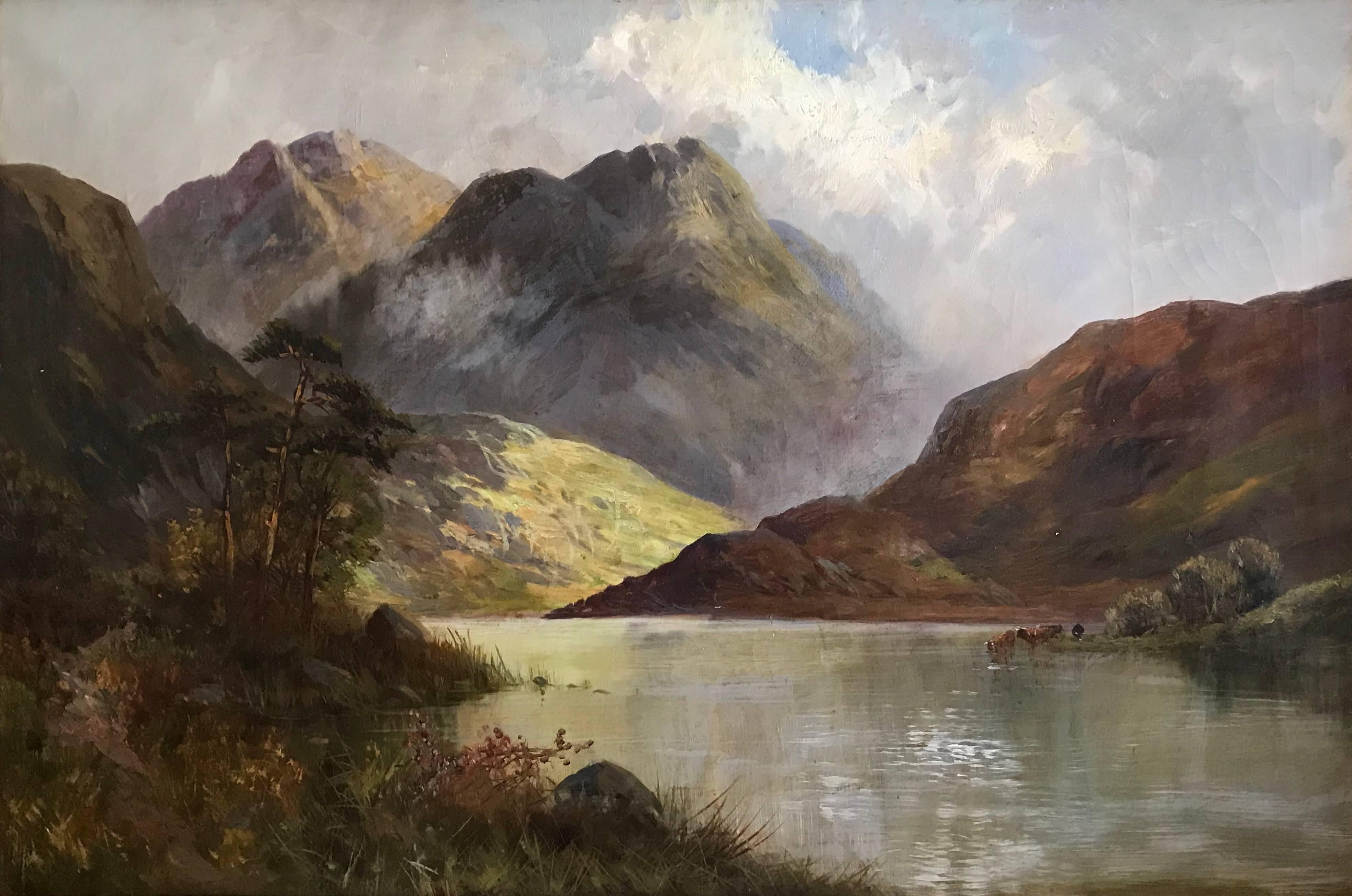 Francis E. Jamieson Landscape Painting - Loch Katrine 1926, Antique Scottish Oil Painting