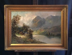 Loch Katrine, Antique Scottish Oil Painting, Lone Figure, Signed