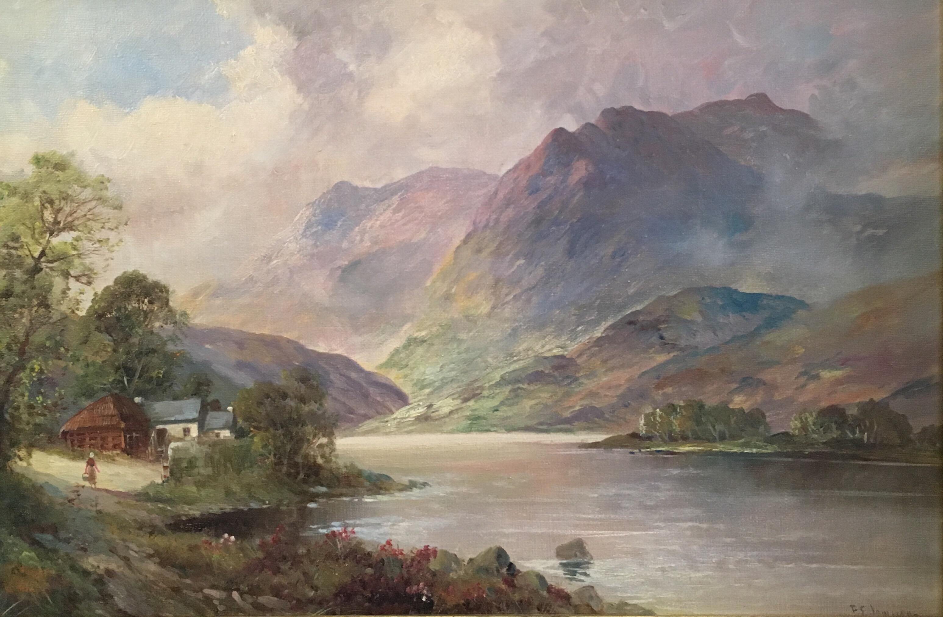 Francis E. Jamieson Landscape Painting - Loch Katrine, Antique Scottish Oil Painting, Signed