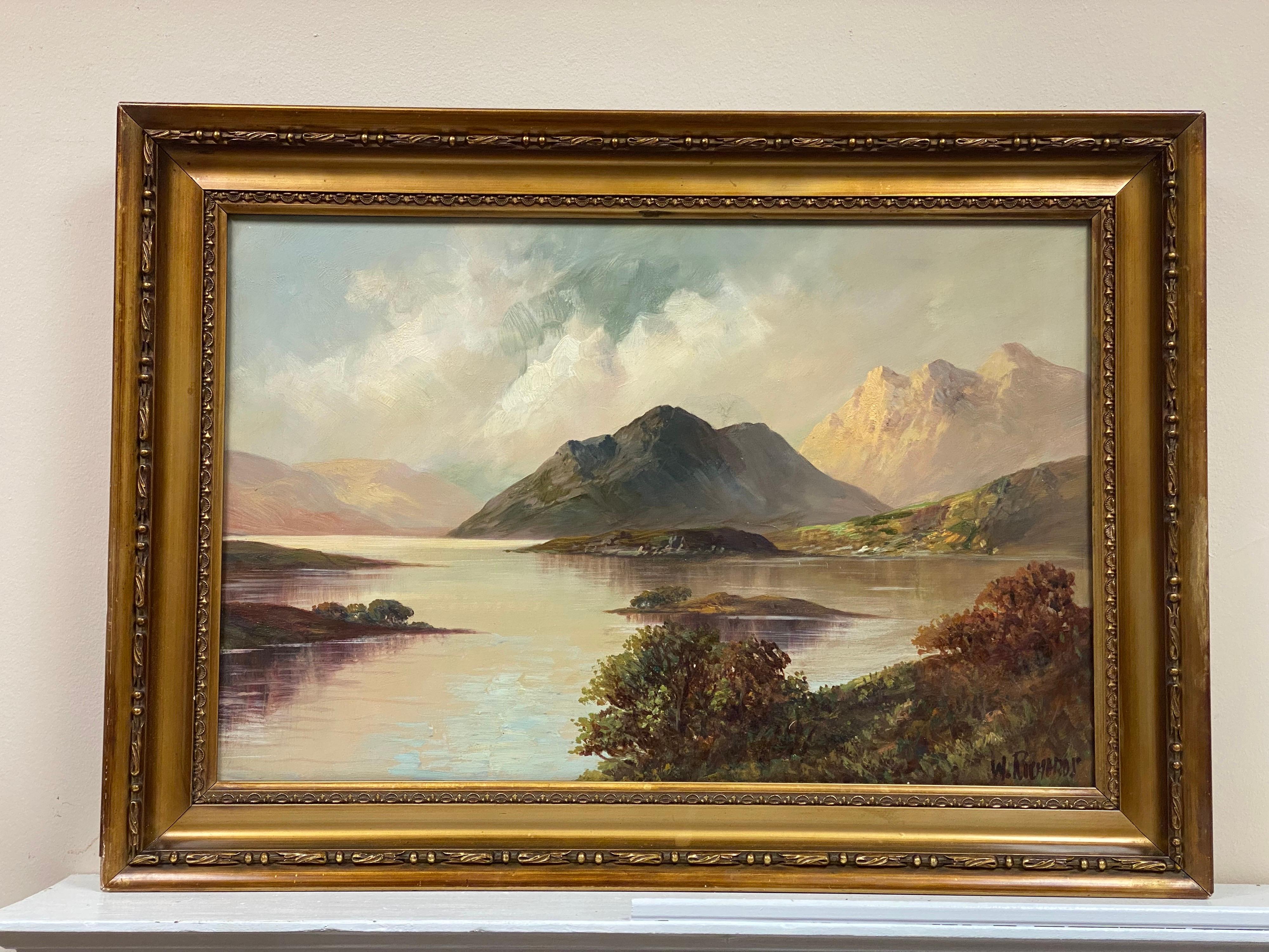Loch Lomond Großes antikes schottisches gerahmtes Ölgemälde in den Highlands  – Painting von Francis E. Jamieson