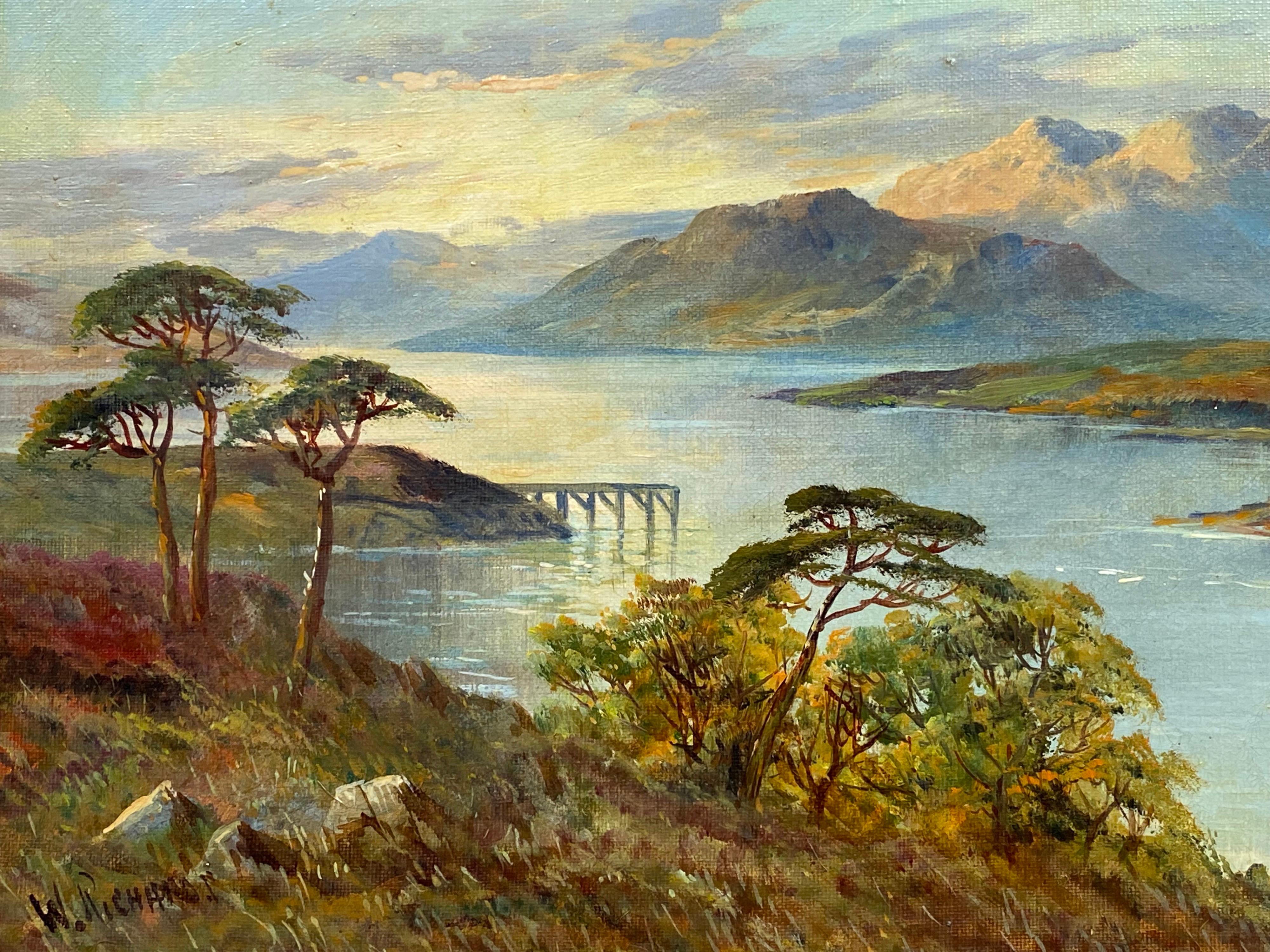 Luss Loch Lomond, Antique Scottish Highlands Oil Painting Fading Light Scotland - Gray Figurative Painting by Francis E. Jamieson