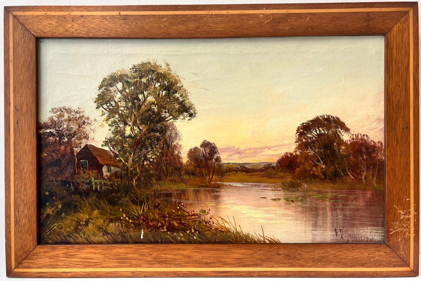 Artist/ School: F. E. Jamieson British 1895-1950, signed

Title: river landscape, Ayr, Scotland

Medium: signed oil on canvas, framed

Size:
framed: 15 x 23 inches
canvas : 12 x 20 inches

Provenance: from a collection in England. 

Condition: The