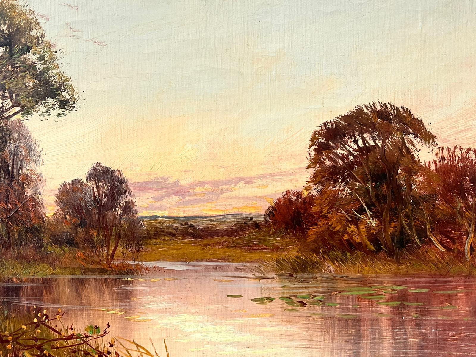 River Cottage Scotland Lowlands at Sunset Signed Antique British Oil Painting For Sale 4
