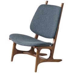 Fauteuil Francis, bois massif fabriqué à la main  Fauteuil de salon tapissé en laine et en laine