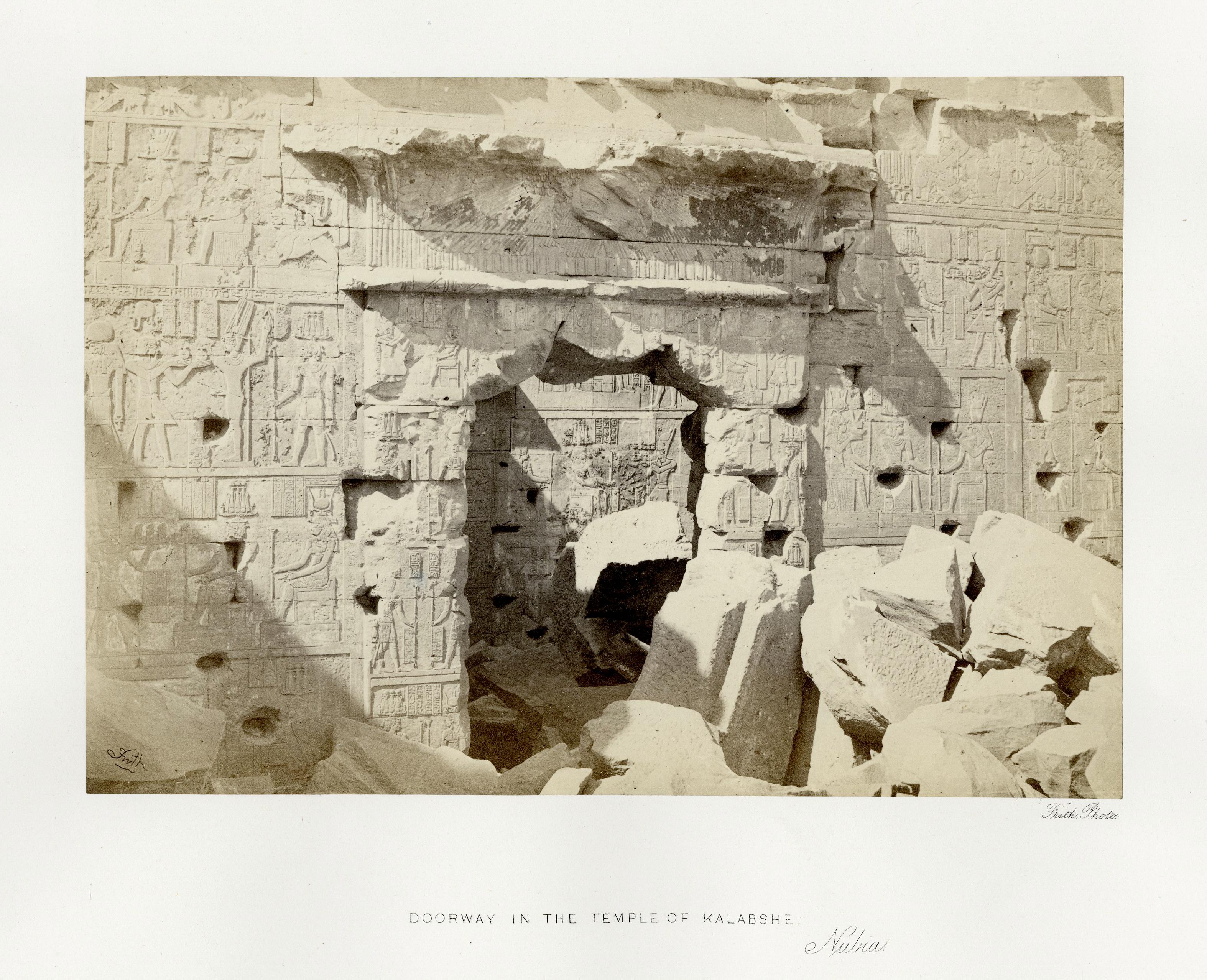 Francis Frith Landscape Photograph - Doorway in the Temple of Kalabshe, Nubia
