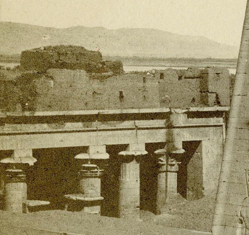 The Great Pylon at Edfou, Upper Egypt - Romantic Photograph by Francis Frith