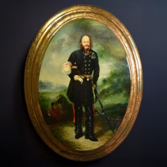 Ritratto vittoriano del XIX secolo del maresciallo britannico George Bingham, su tavola a olio, firmato