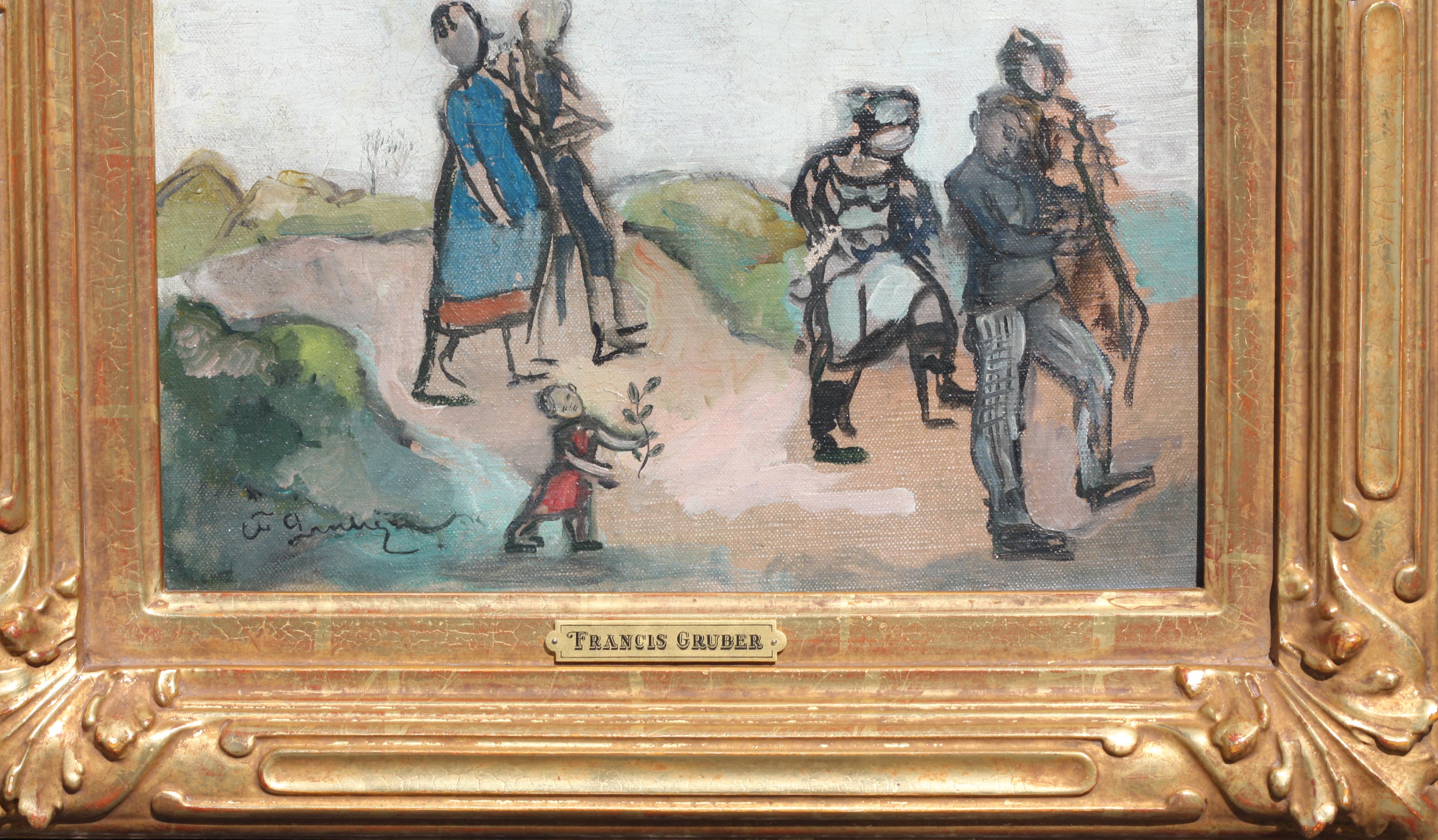 
Francis Gruber, (francese, 1912-1948)
Senza titolo, (Figure su un sentiero di campagna)
firmata F. Gruber, a sinistra, datata u.r. 1933, con placca di firma, barella con numero d'inventario in rosso, R-2621
olio su tela
9,5 x 14 pollici, in una