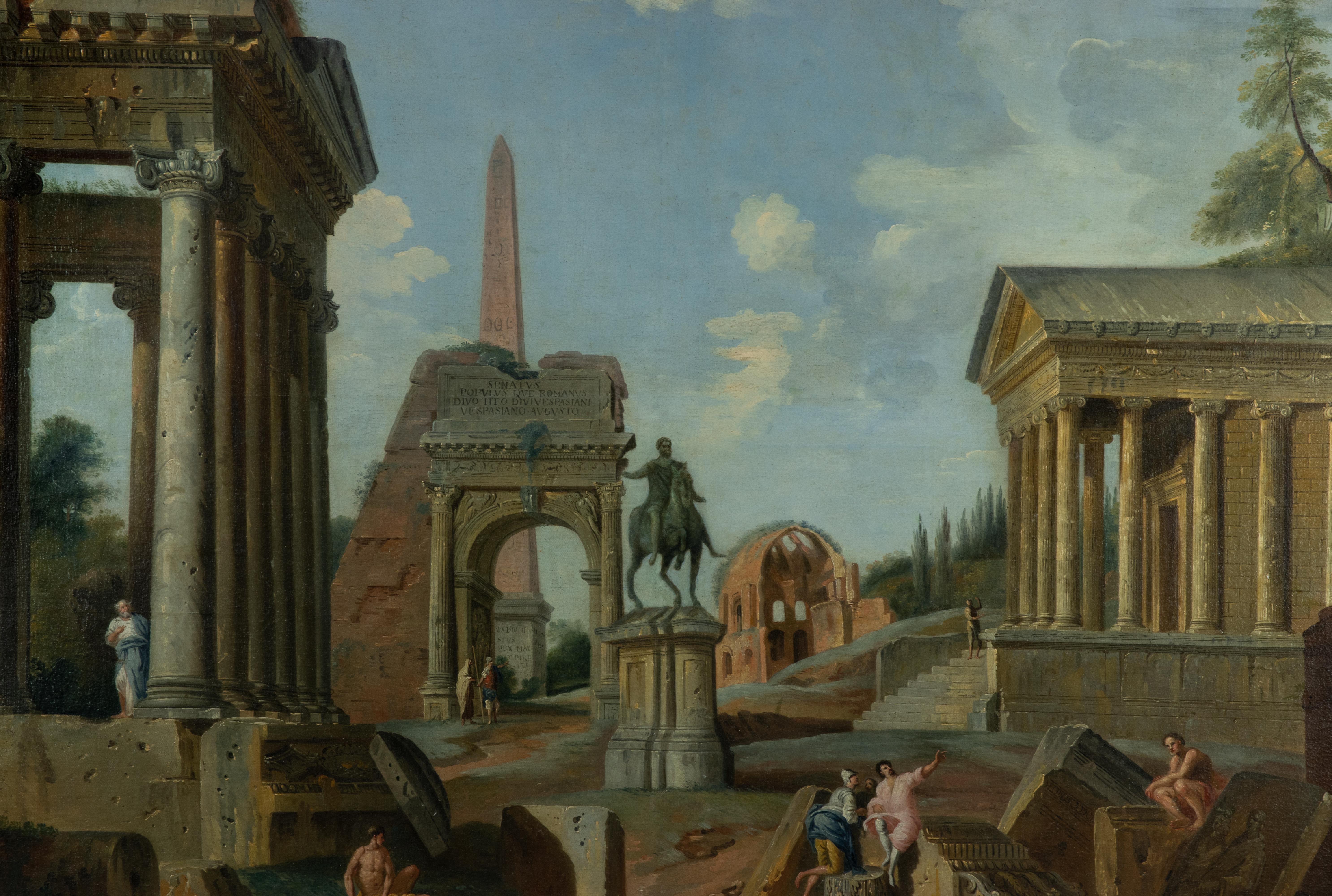 Roman Ruins -  Painting attr. to Francis Harding - 17th Century For Sale 1