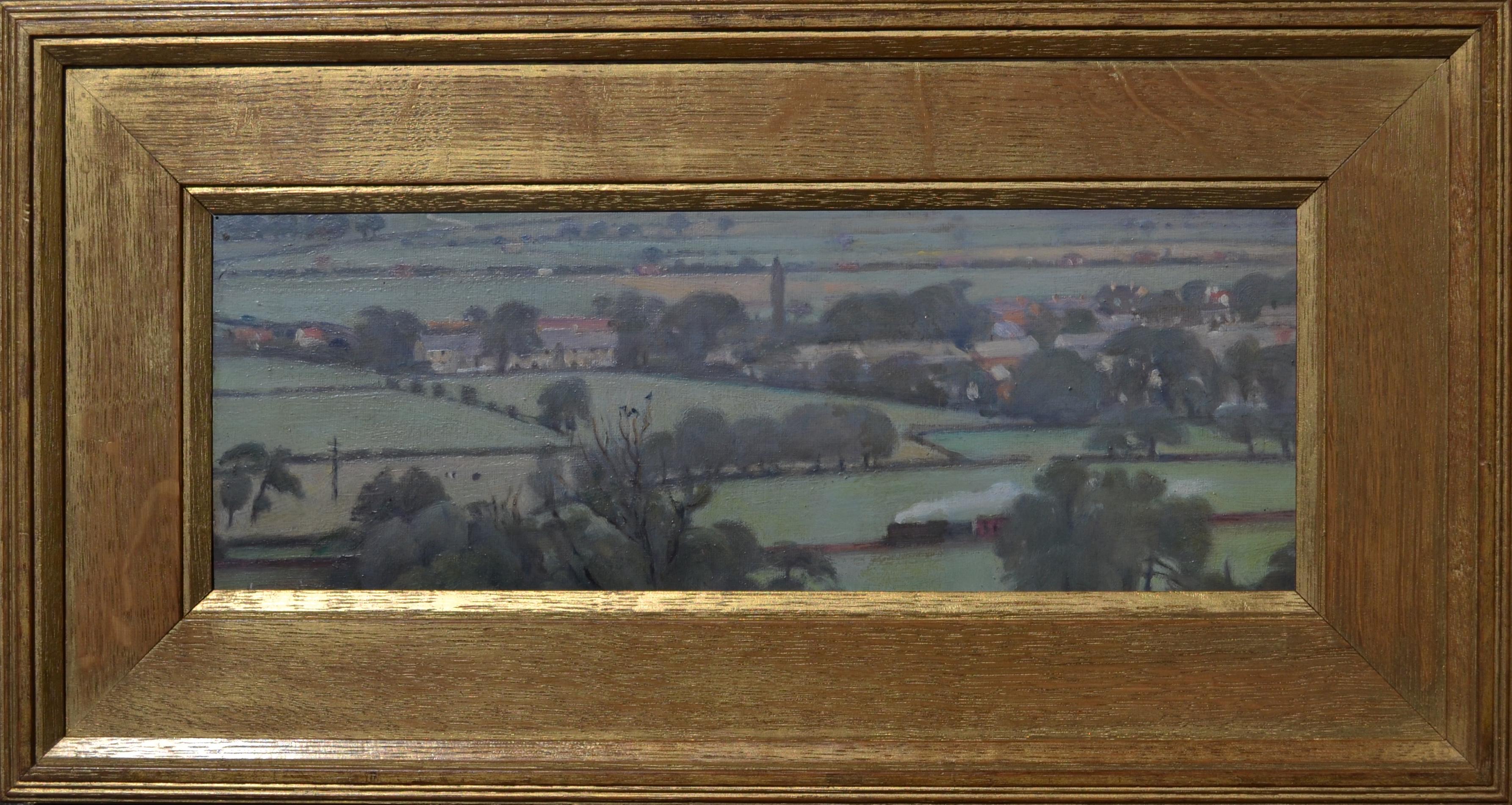 Vue de Pool Bank - Peinture à l'huile de paysage du Yorkshire du 20e siècle - Painting de Francis Helps