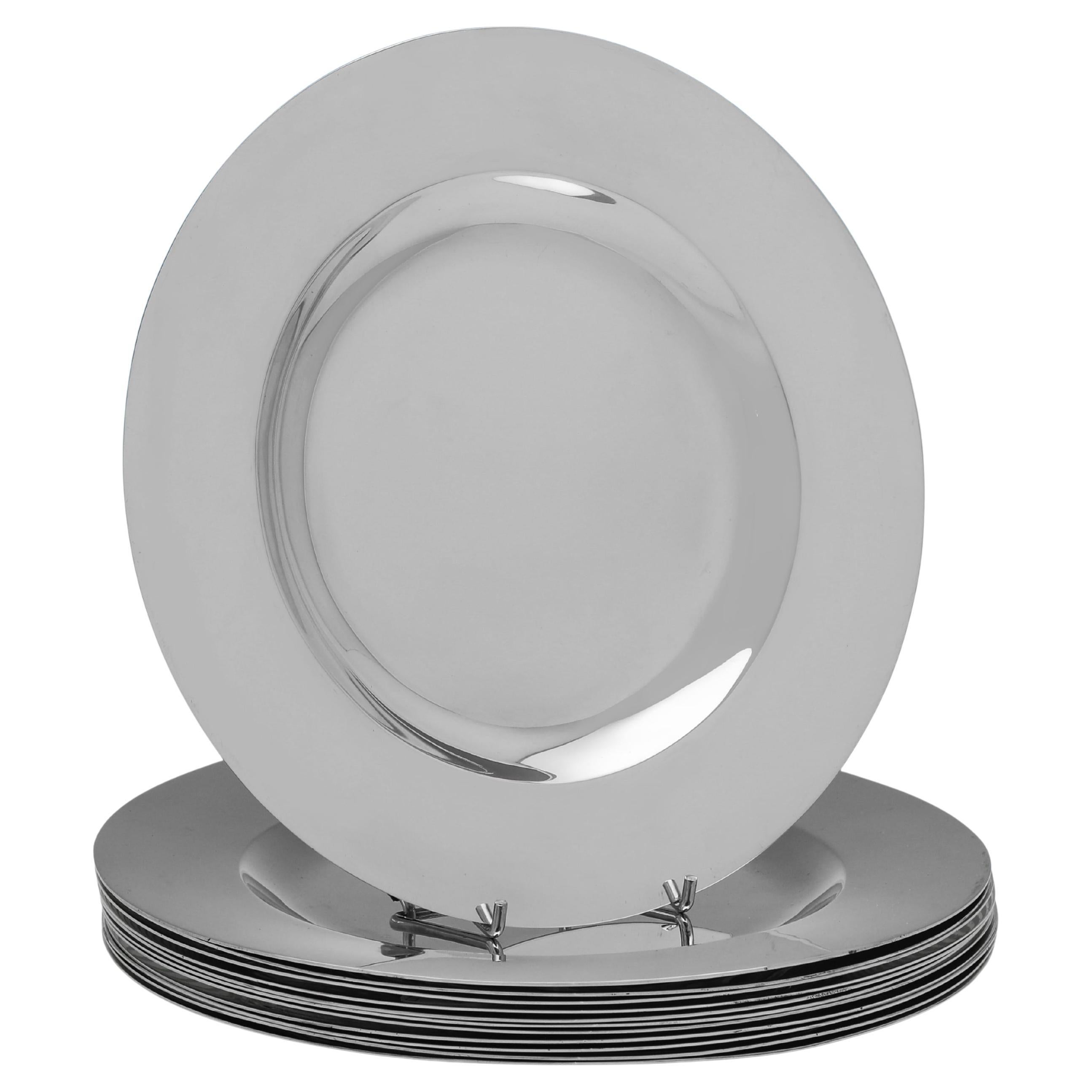 Francis Higgins III Edwardian Sterling Silver Dinner Plates made in 1904