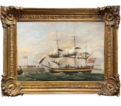 Antique British East Indiaman Ship Returning from a Voyage to the East