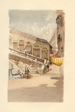 Antique (after) Francis Hopkinson Smith - chromolithograph "The Rialto" Venice