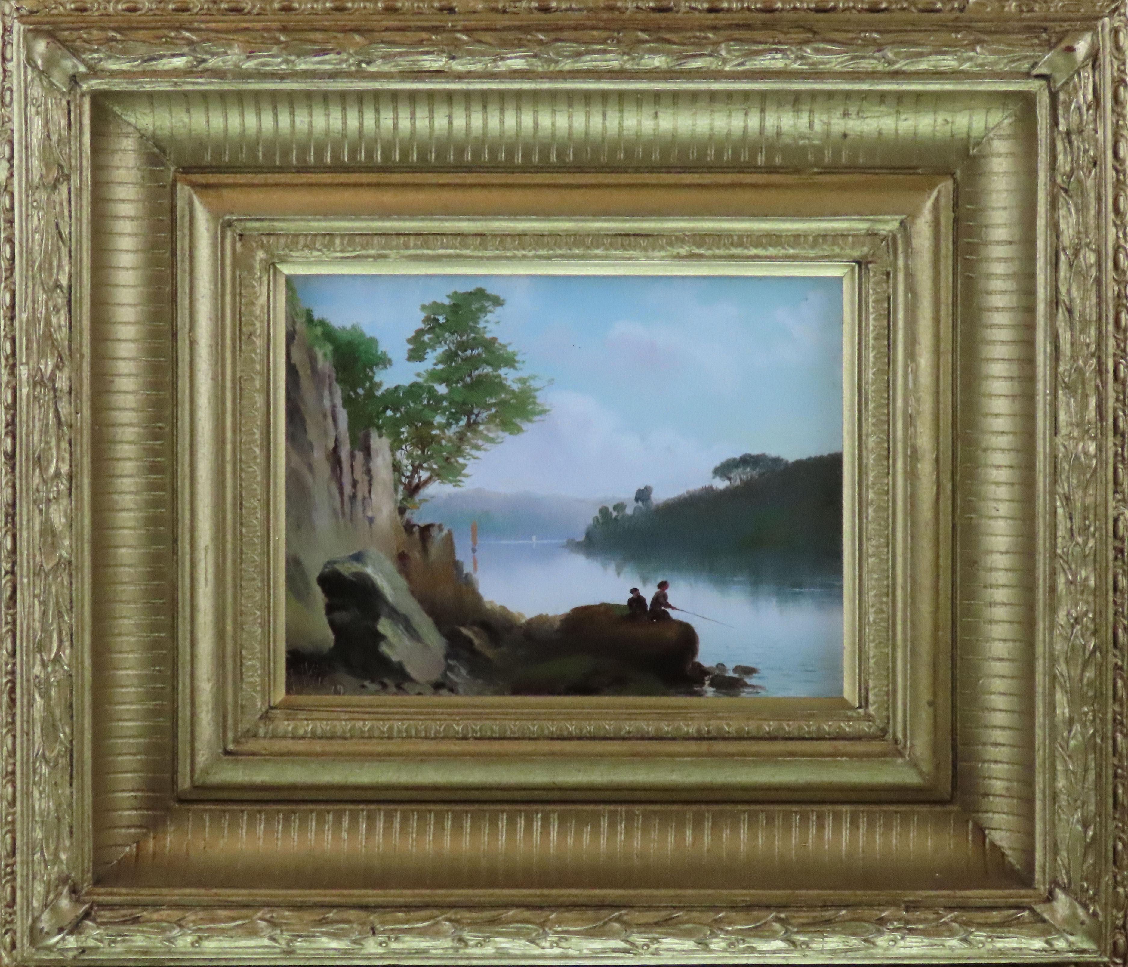 Original Oil on Board, Francis Hurst Eastwood. "A Tranquil Day's Fishing"