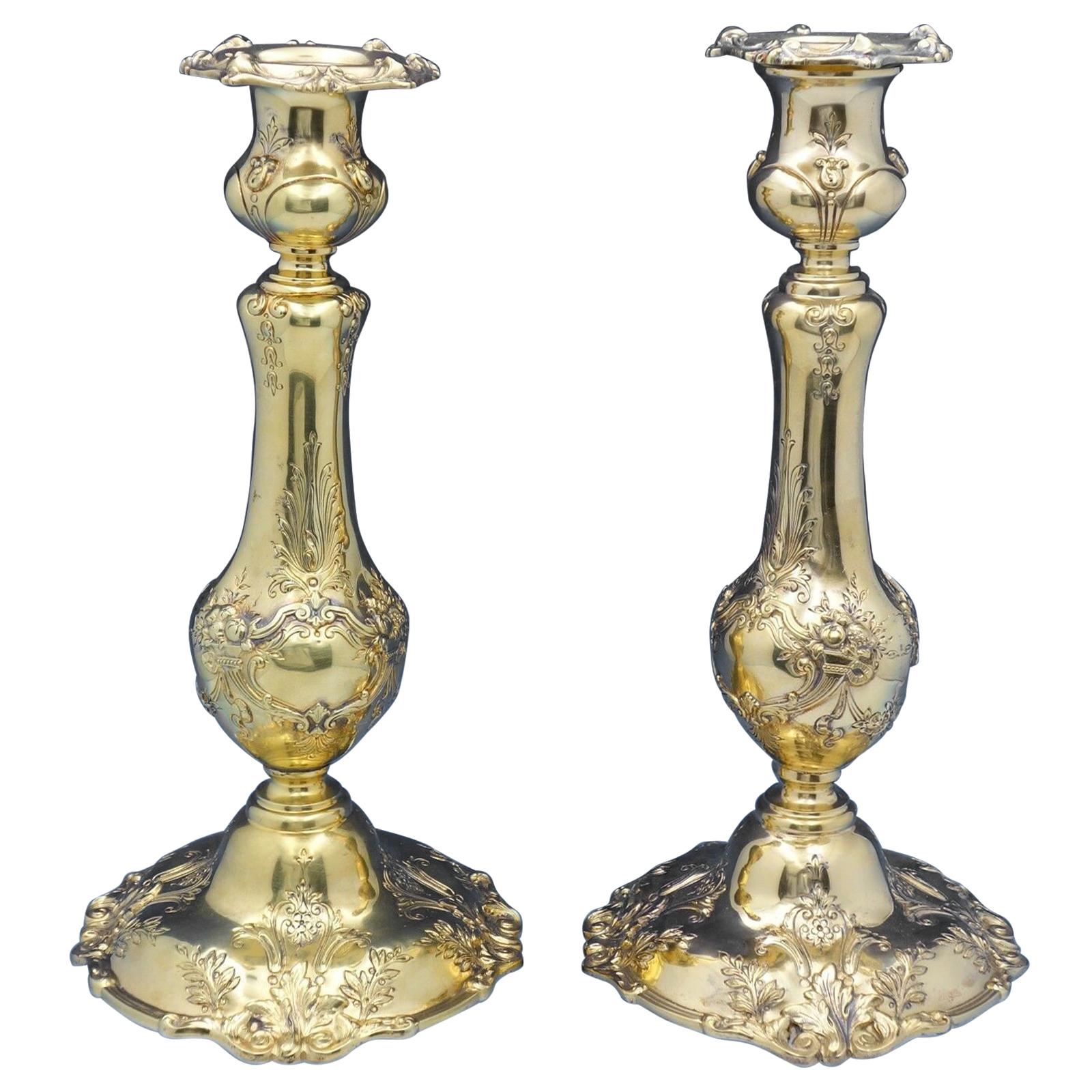 Francis I by Reed and Barton Sterling Silver Candlestick Pair Vermeil