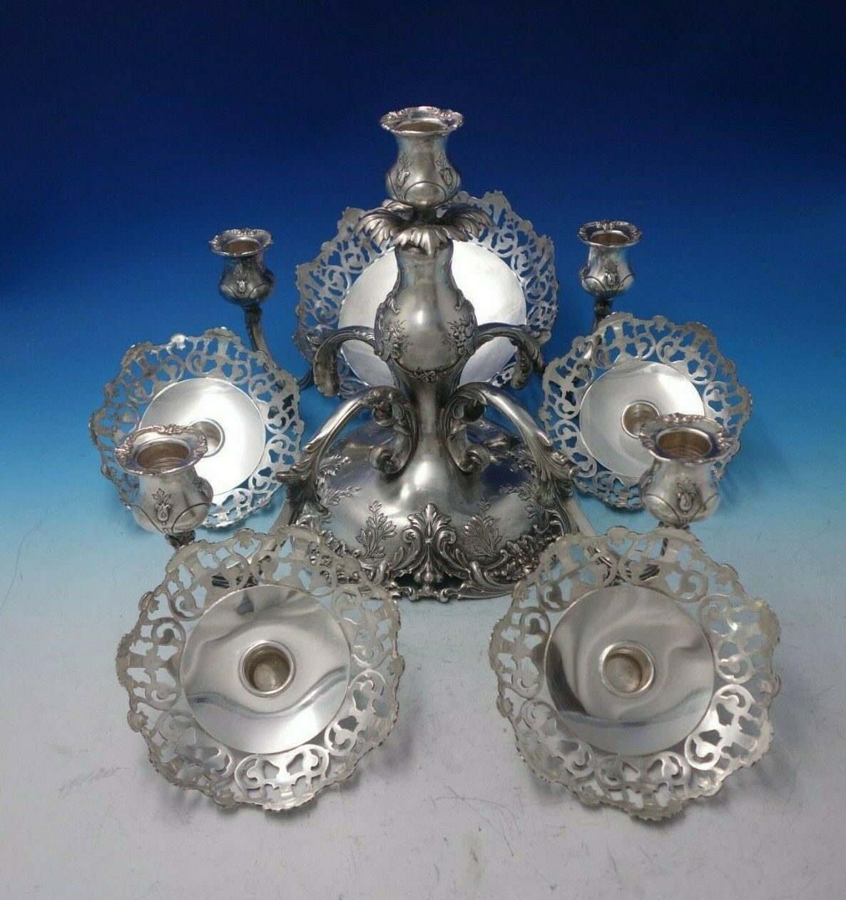 20th Century Francis I by Reed and Barton Sterling Silver Glass Epergne