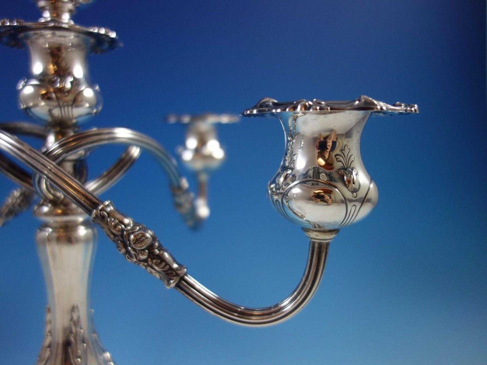 Francis I by Reed & Barton Old Sterling Silver Pair of 5-Light Candelabra In Excellent Condition In Big Bend, WI