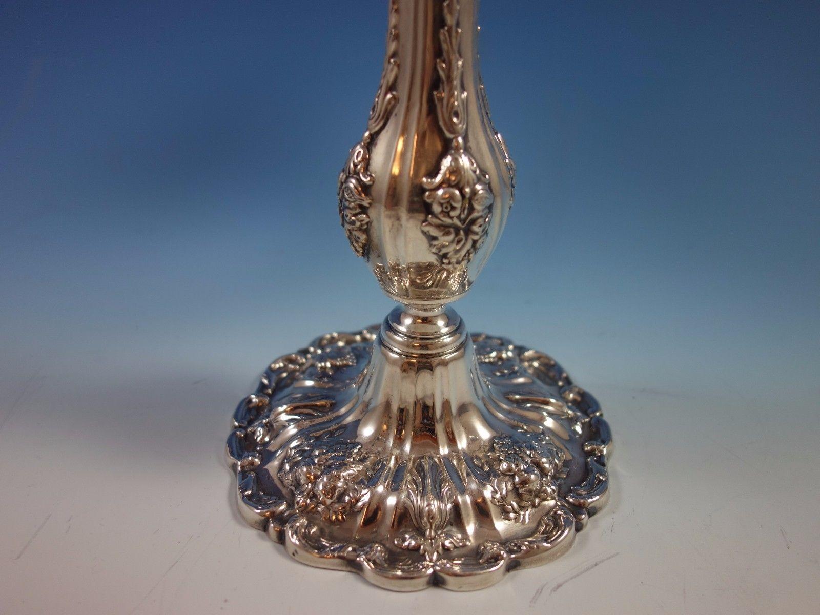 20th Century Francis I by Reed & Barton Old Sterling Silver Pair of 5-Light Candelabra