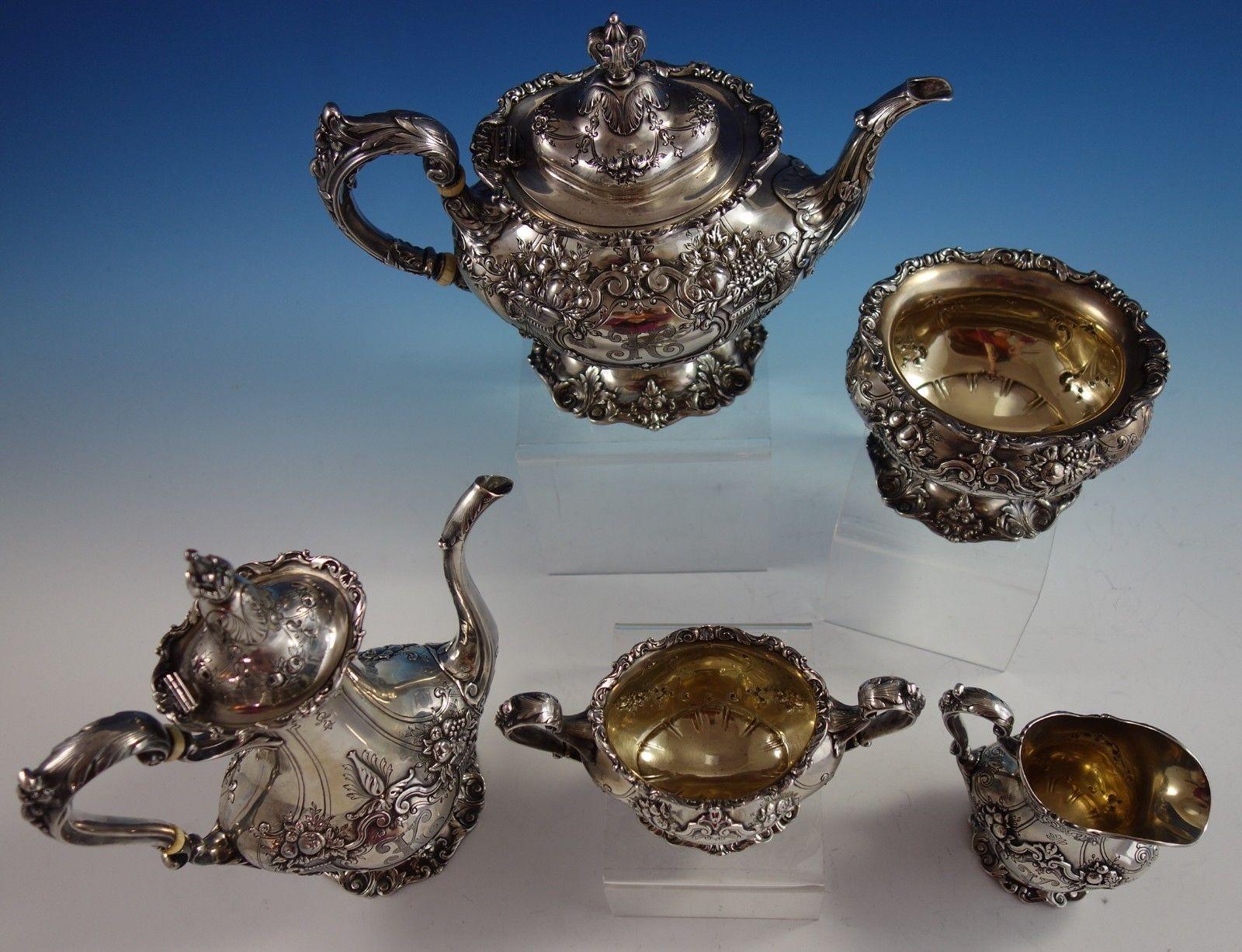 American Francis I by Reed & Barton Sterling Silver Tea Set 5-Piece #570A Monogram K