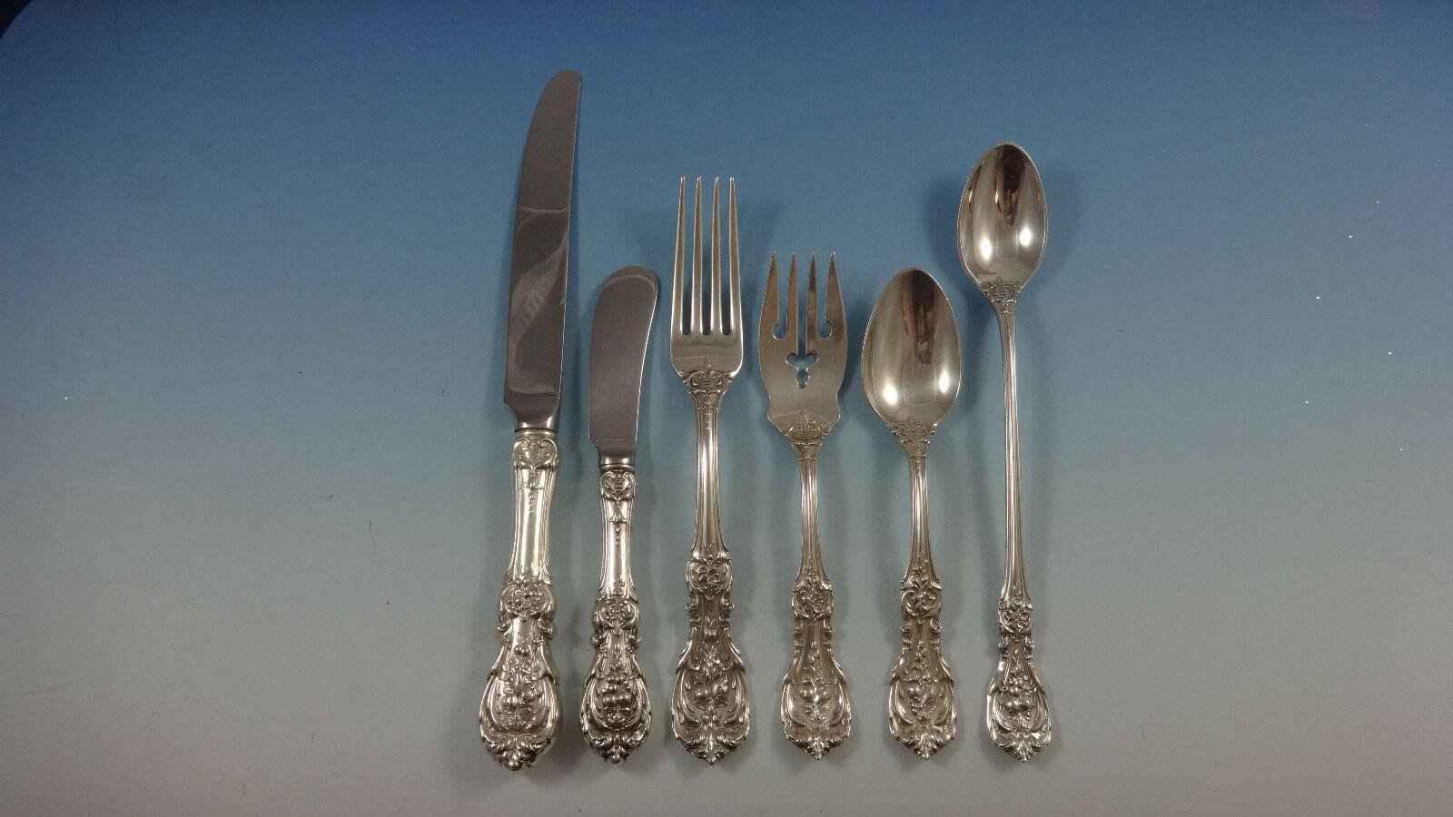 Francis I Reed & Barton Sterling Silver Flatware 8 Set 54 Pieces New Script Mks In Excellent Condition For Sale In Big Bend, WI