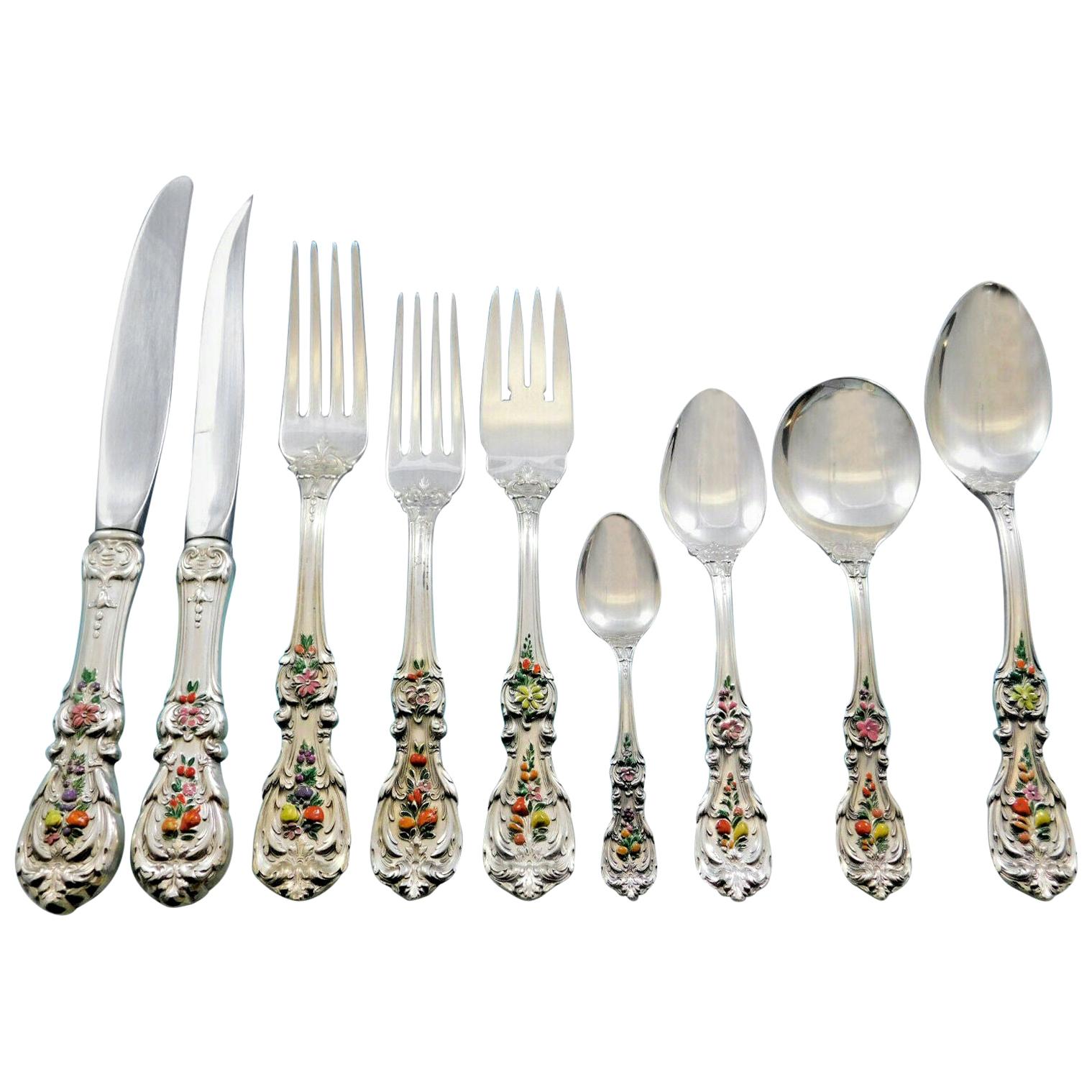 Francis I Reed & Barton Sterling Silver Flatware Set Service 119 Pieces Enameled