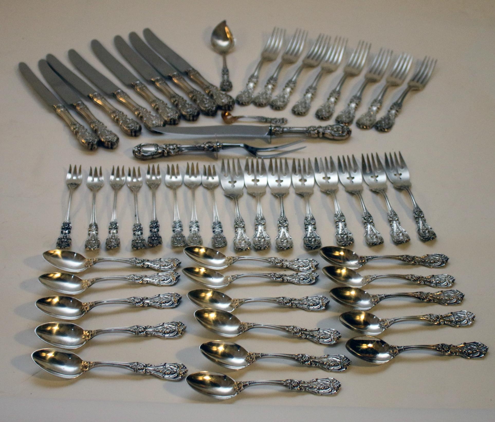 20th Century Francis 1st Sterling Silver Reed & Barton Flatware Service 52 Piece Set 