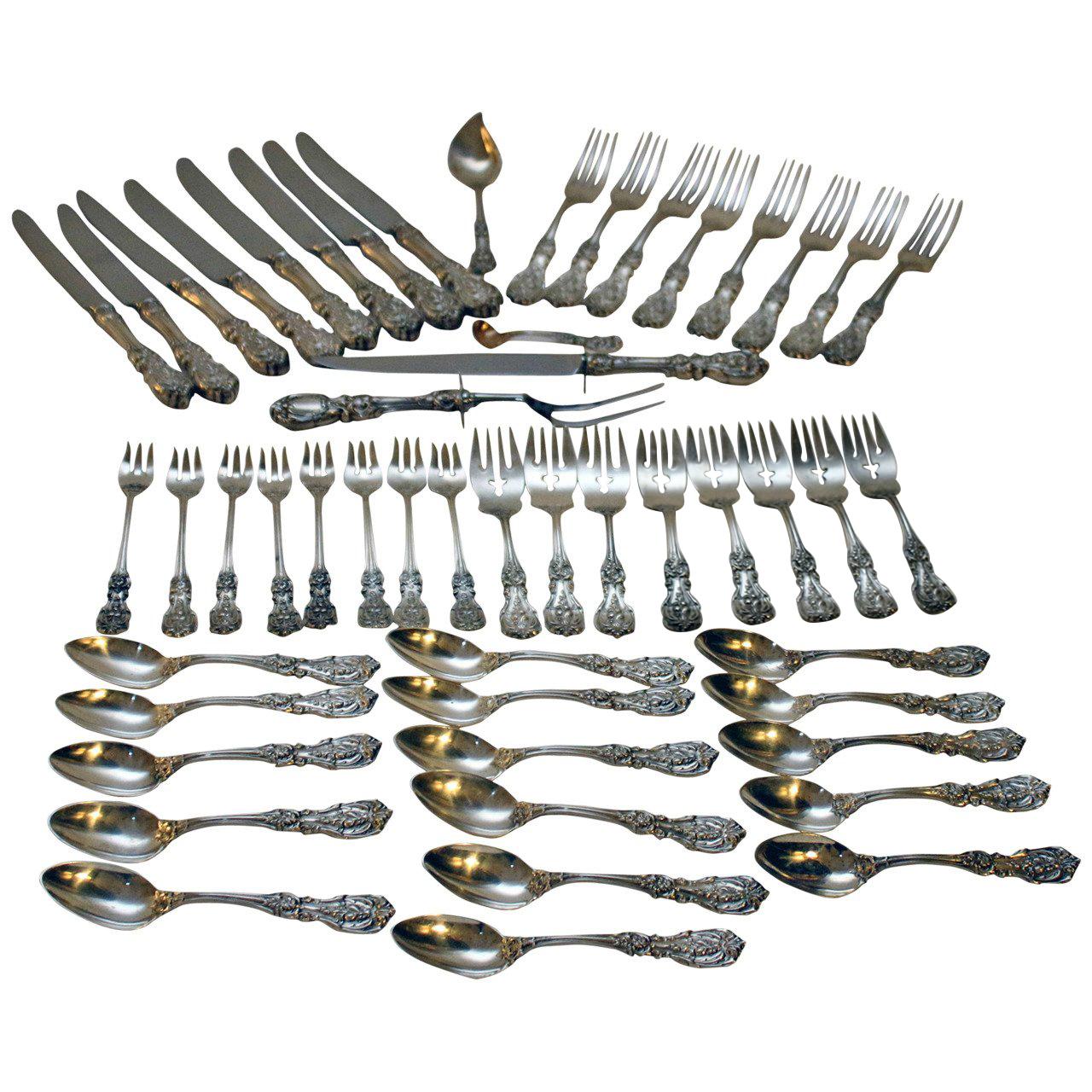 Francis 1st Sterling Silver Reed & Barton Flatware Service 52 Piece Set 