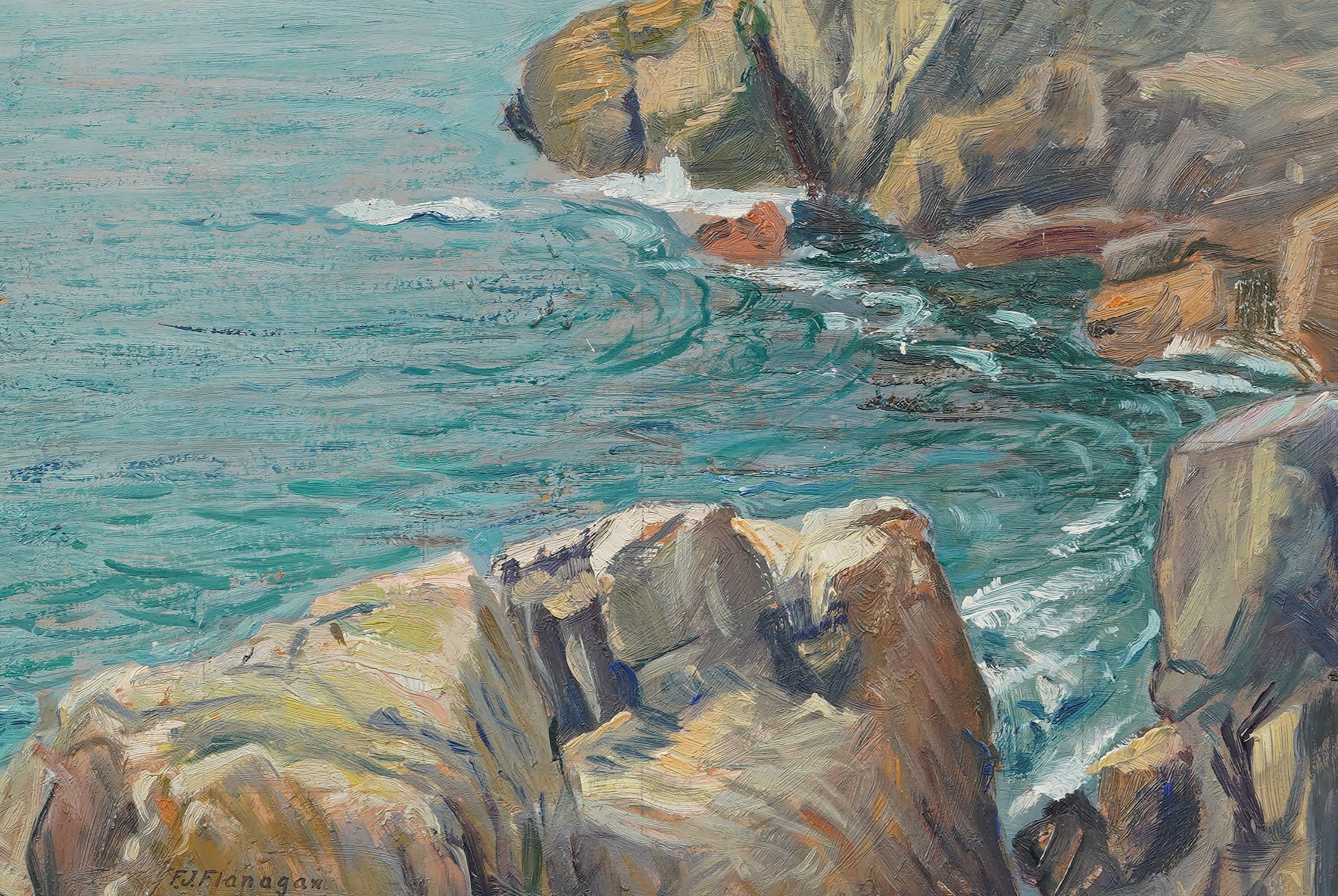 Antike amerikanische Impressionisten Marblehead Mass Küste Seelandschaft Ölgemälde im Angebot 1
