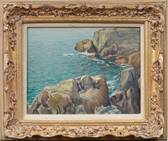 Antique American Impressionist Marblehead Mass Coastal Seascape Oil Painting