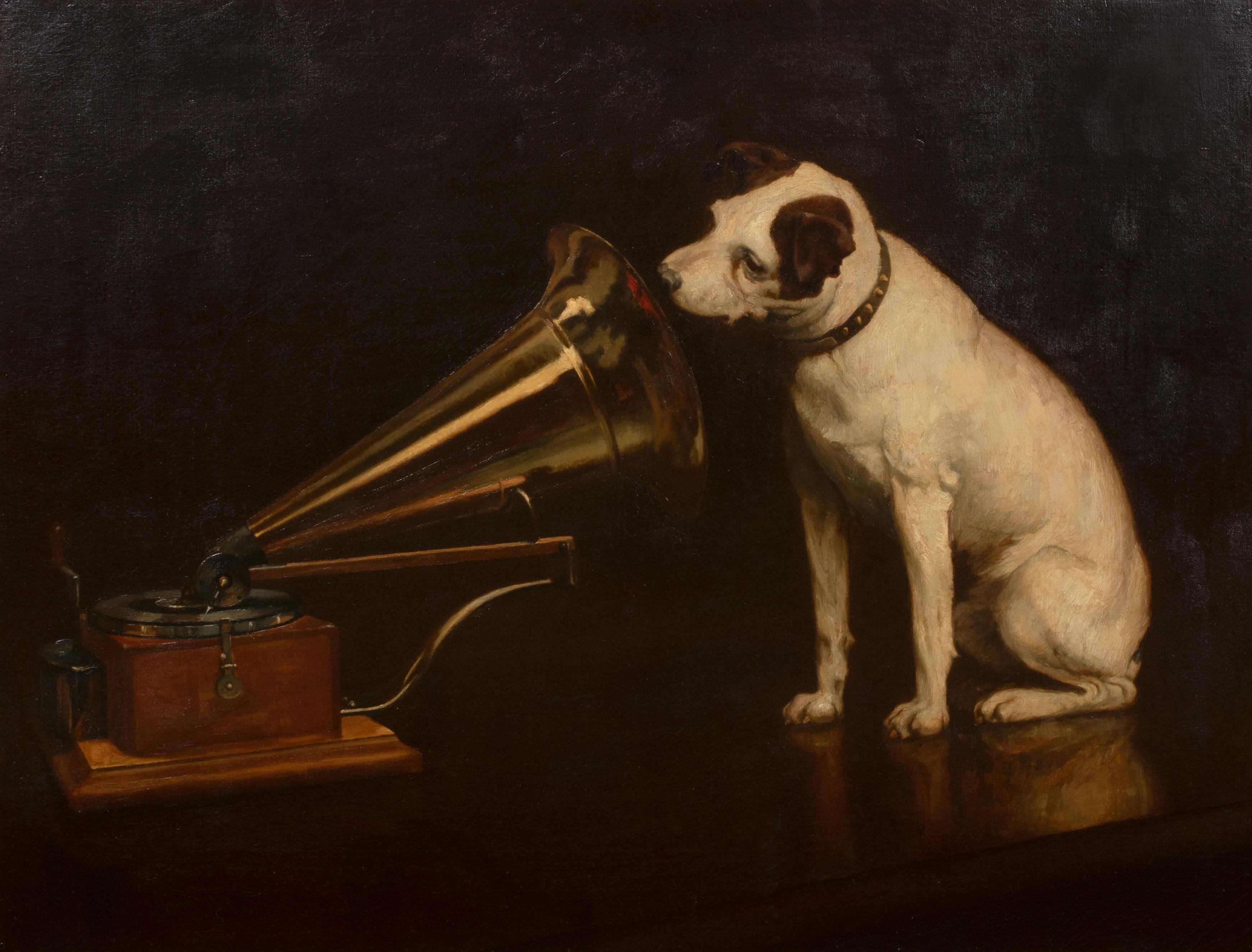 His Masters Voice, 19th Century

attributed to Francis James Barraud (1856-1924)

Large 19th Century English portrait of a Jack Russell terrier and a cylinder phonograph, oil on canvas attributed to Francis James Barraud. Excellent quality and