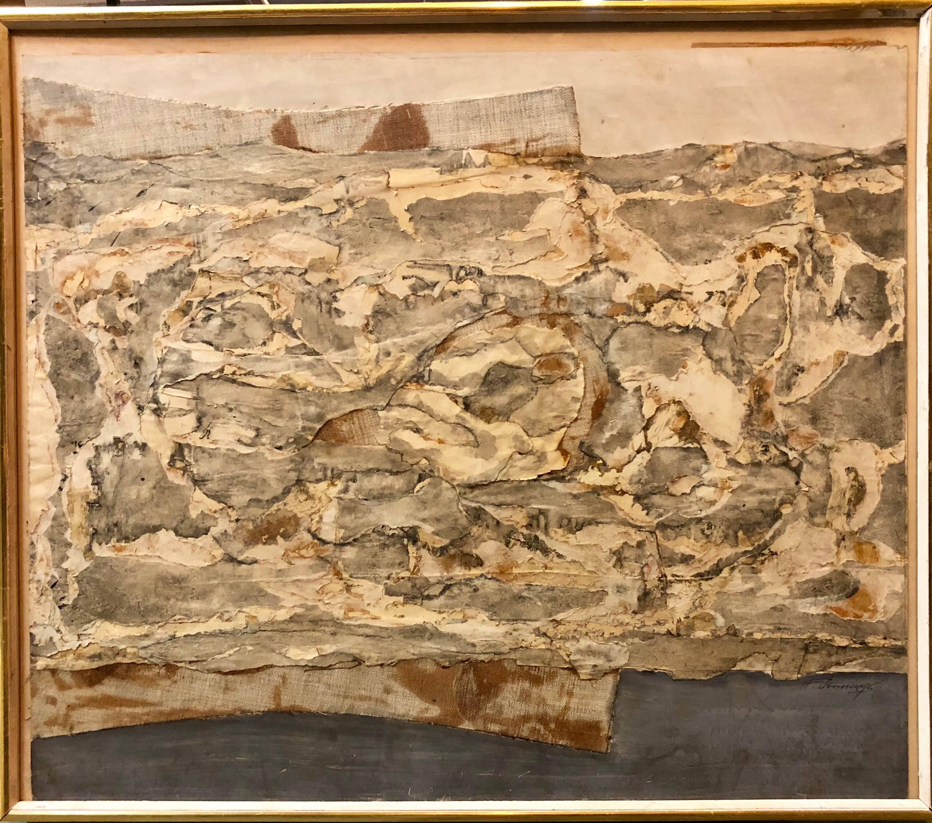 Abstract Expressionist 1960s Assemblage Collage Painting - Mixed Media Art by Francis Jennings