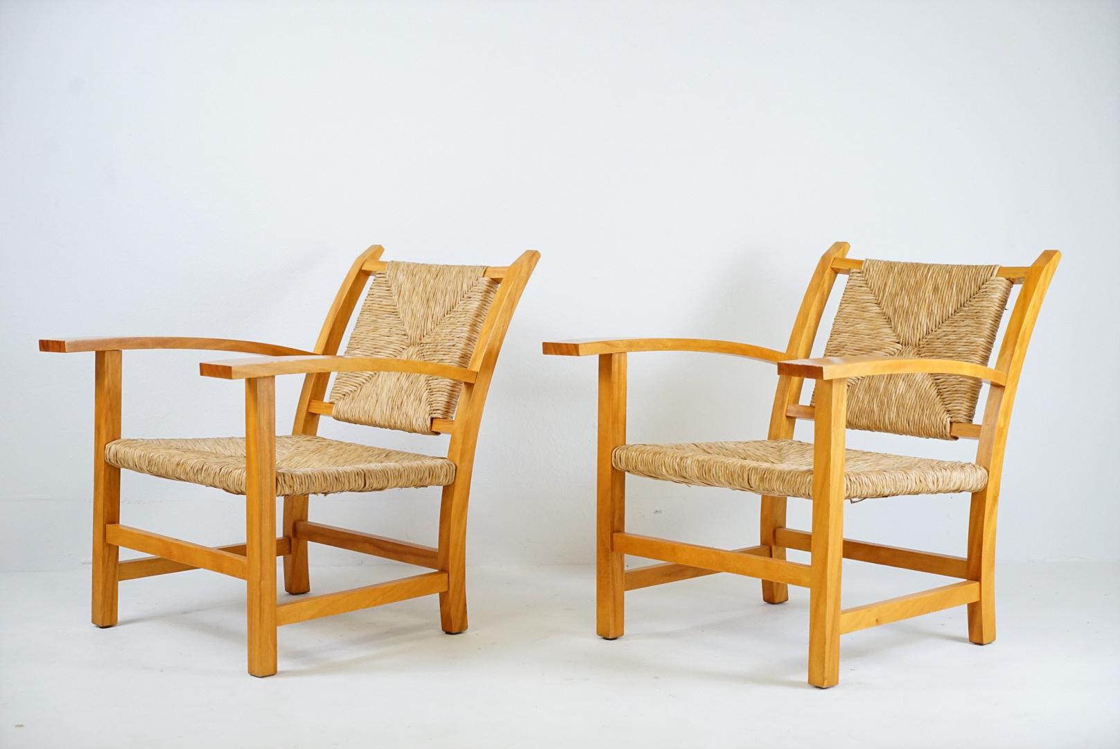Hand-Crafted Francis Jourdain Attributed Pair of Lounge Chairs