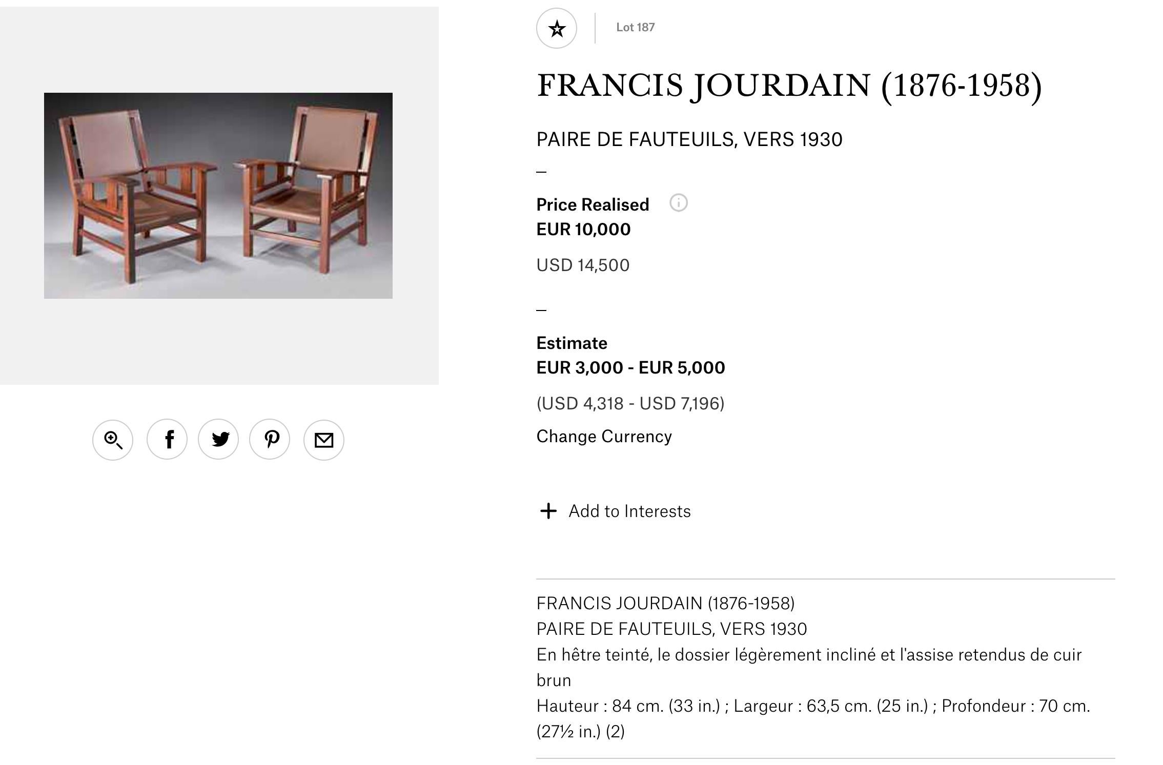 Francis Jourdain French Art Deco Modernist Pair of Armchairs, circa 1920 2