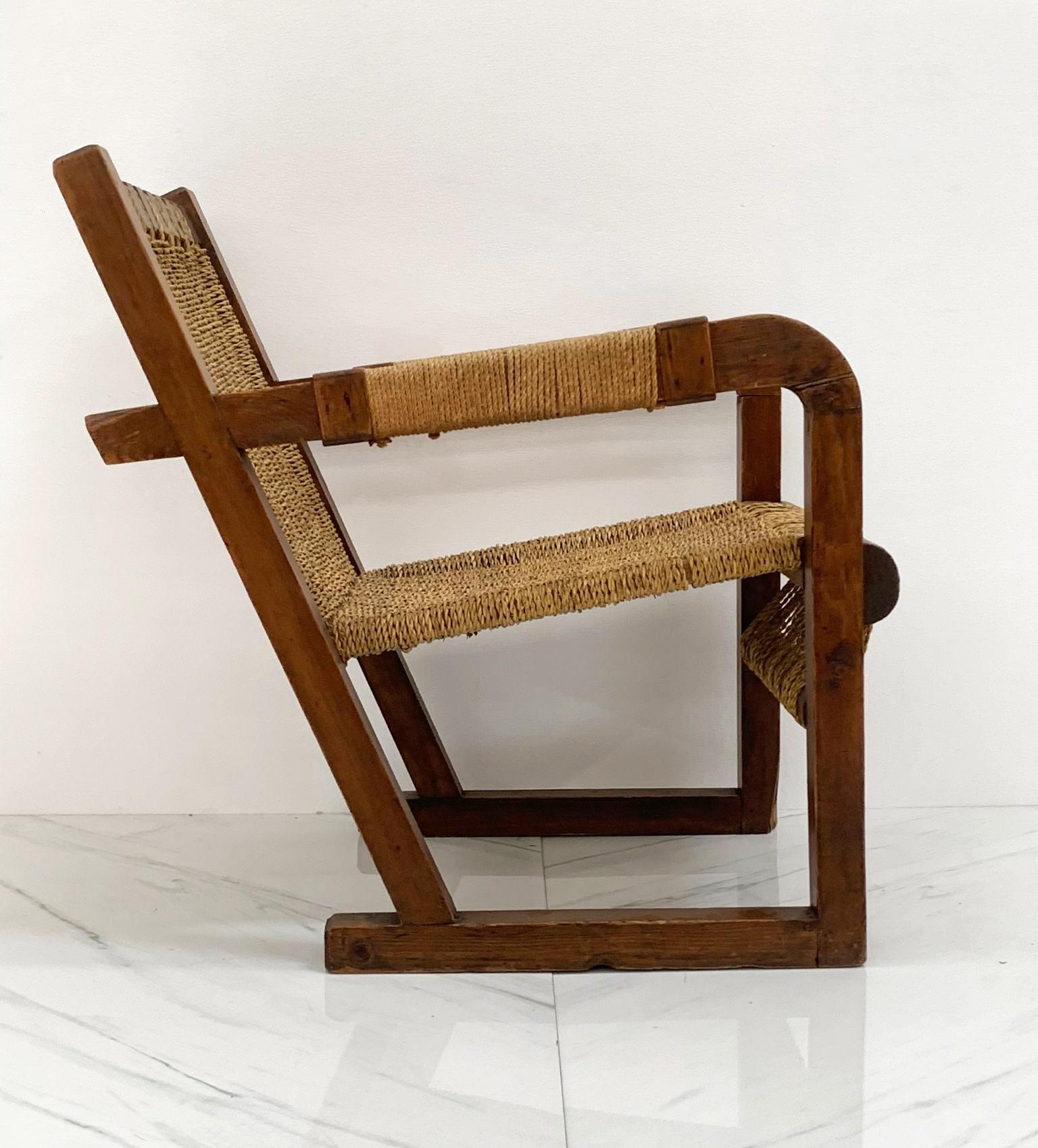 Rope Francis Jourdain Lounge Chair, France, 1930's