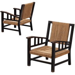 Sillas de salón Francis Jourdain de paja tejida y madera