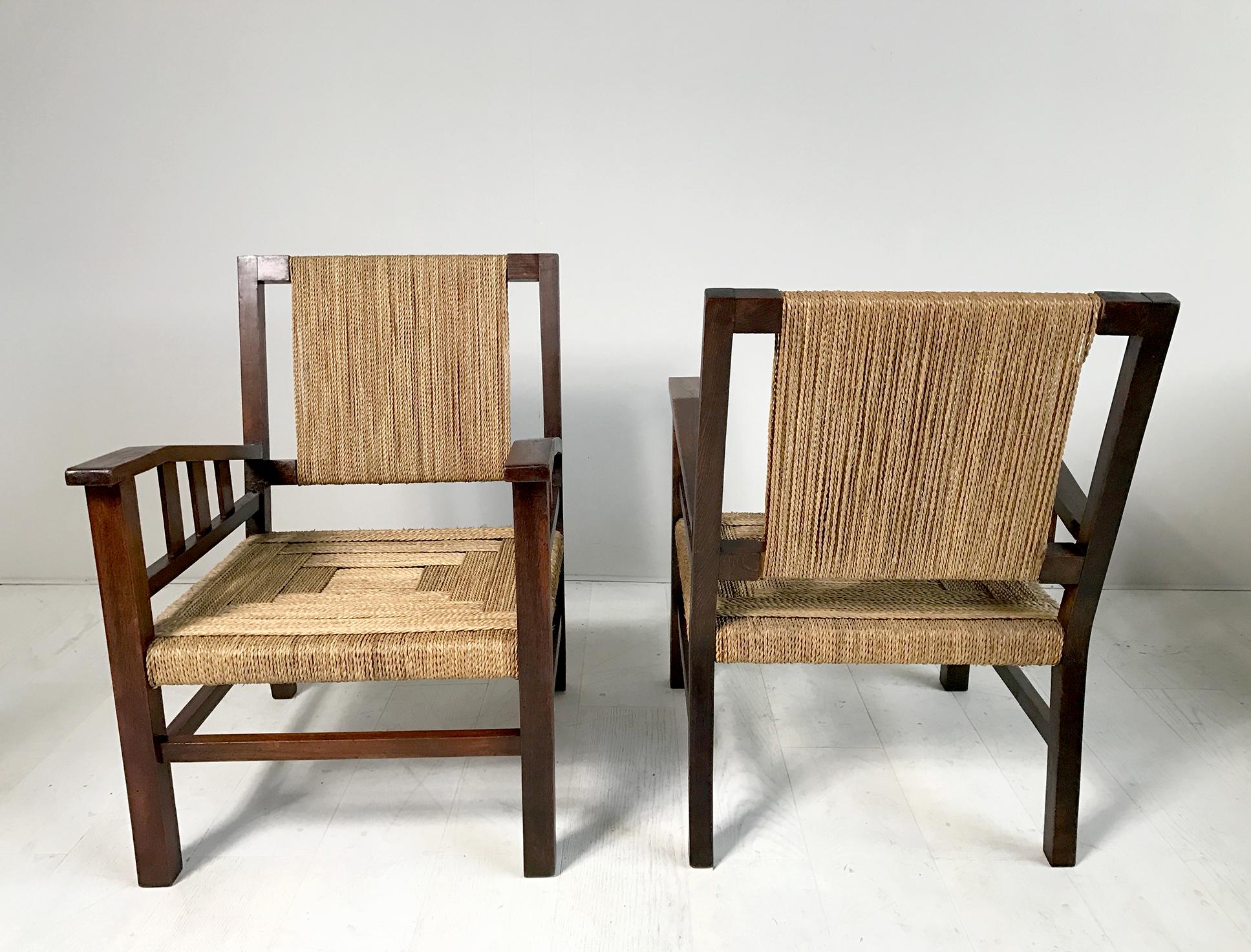 Rope Francis Jourdain, Pair of Armchairs, France, 1930
