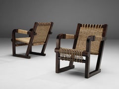 Francis Jourdain Pair of Lounge Chair with Woven Details