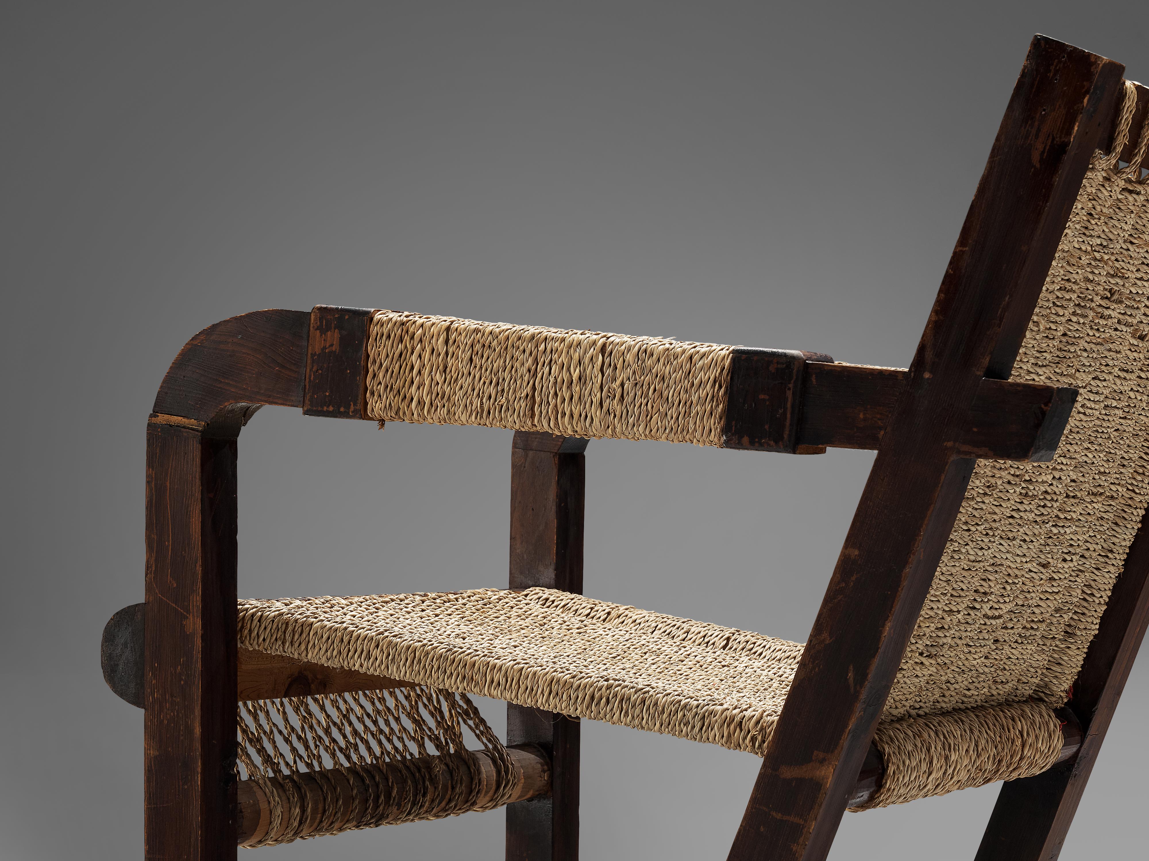 Francis Jourdain Pair of Lounge Chair with Woven Details In Good Condition In Waalwijk, NL
