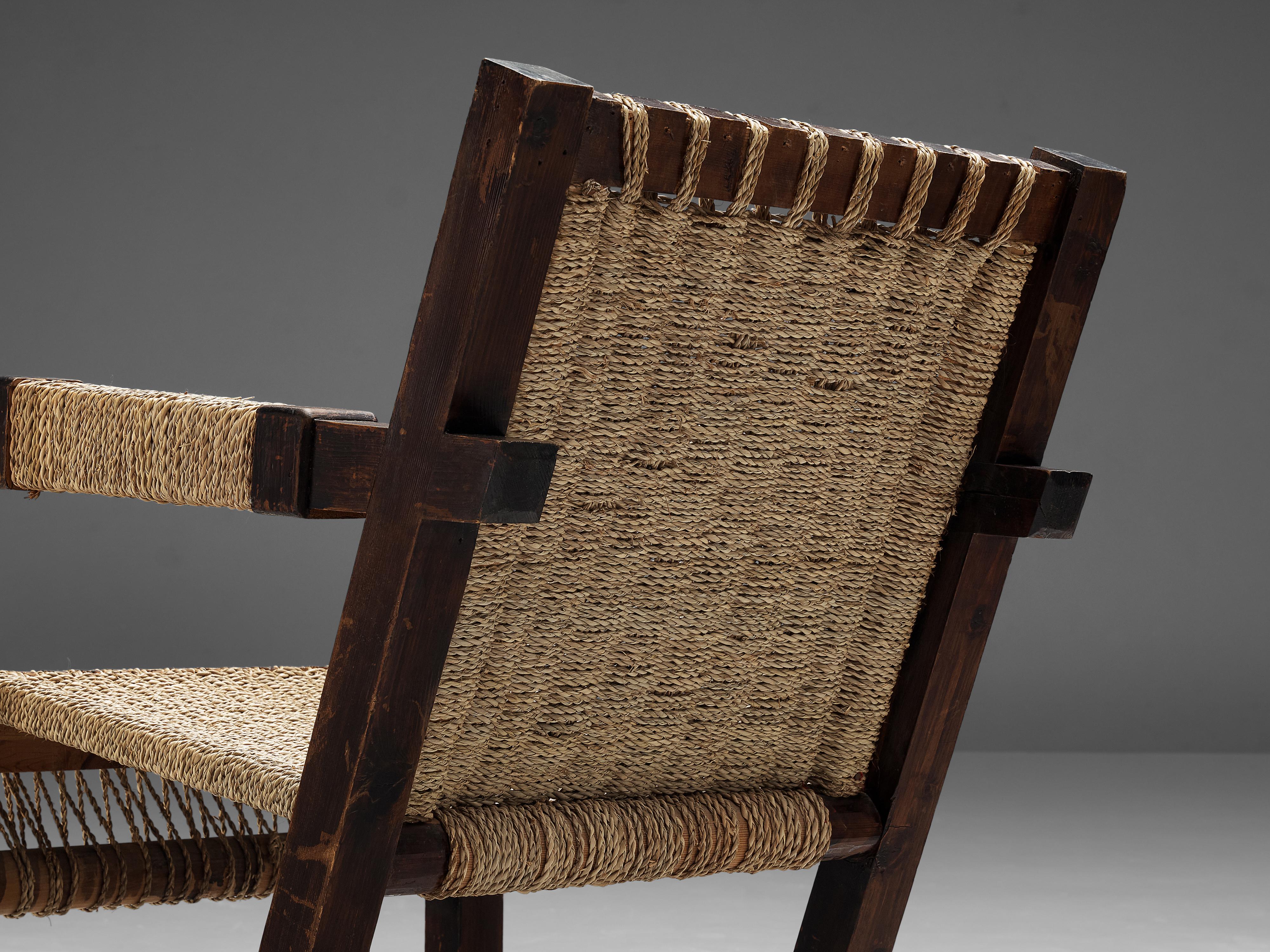 Rope Francis Jourdain Pair of Lounge Chair with Woven Details