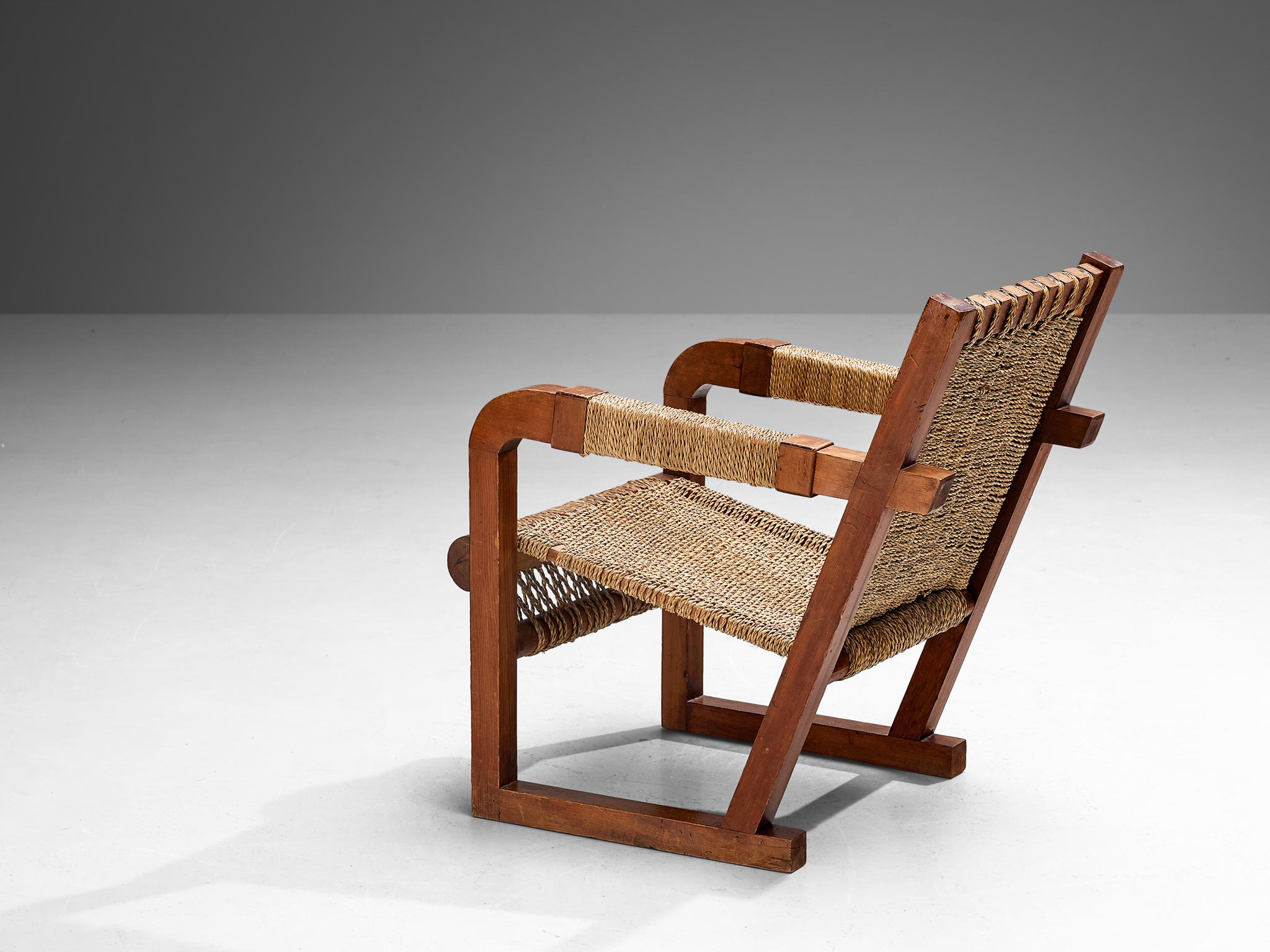 Francis Jourdain Pair of Lounge Chairs with Woven Details  3